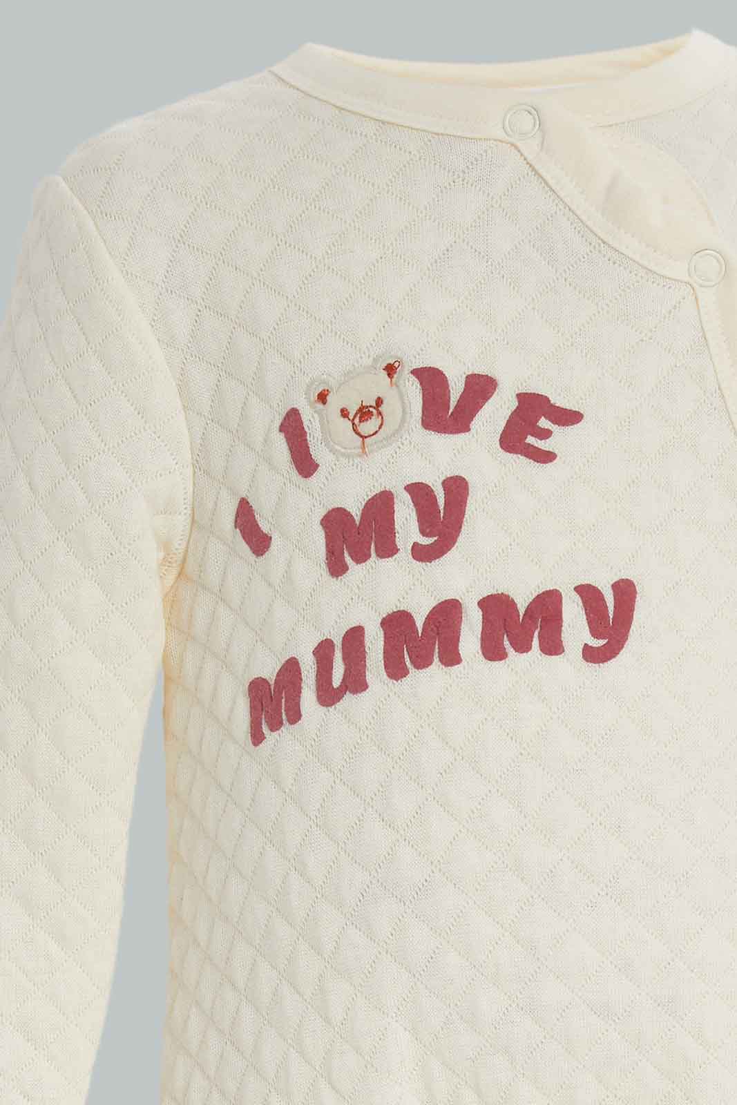 Redtag-Girls-Pale-Pink-Love-Mummy-2Pc-Sleep-Suit-Category:Rompers,-Colour:Assorted,-Deals:New-In,-Filter:Baby-(0-to-12-Mths),-NBG-Rompers,-New-In-NBG-APL,-Non-Sale,-Section:Boys-(0-to-14Yrs),-W22B-Baby-0 to 12 Months