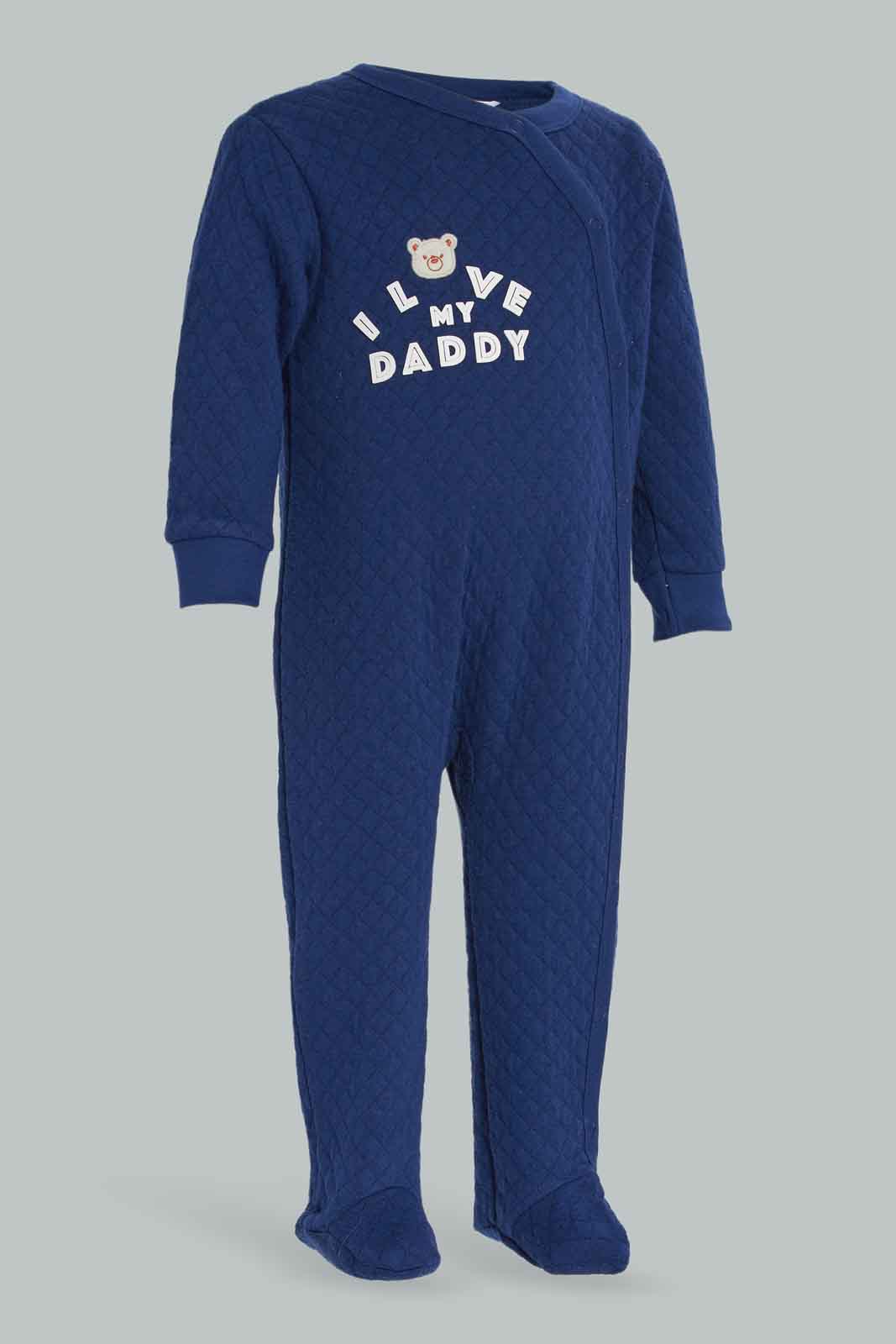 Redtag-Boys-Navy-Love-Daddy-2Pc-Sleep-Suit-Pack-Category:Rompers,-Colour:Assorted,-Deals:New-In,-Filter:Baby-(0-to-12-Mths),-NBB-Rompers,-New-In-NBB-APL,-Non-Sale,-Section:Boys-(0-to-14Yrs),-W22B-Baby-0 to 12 Months