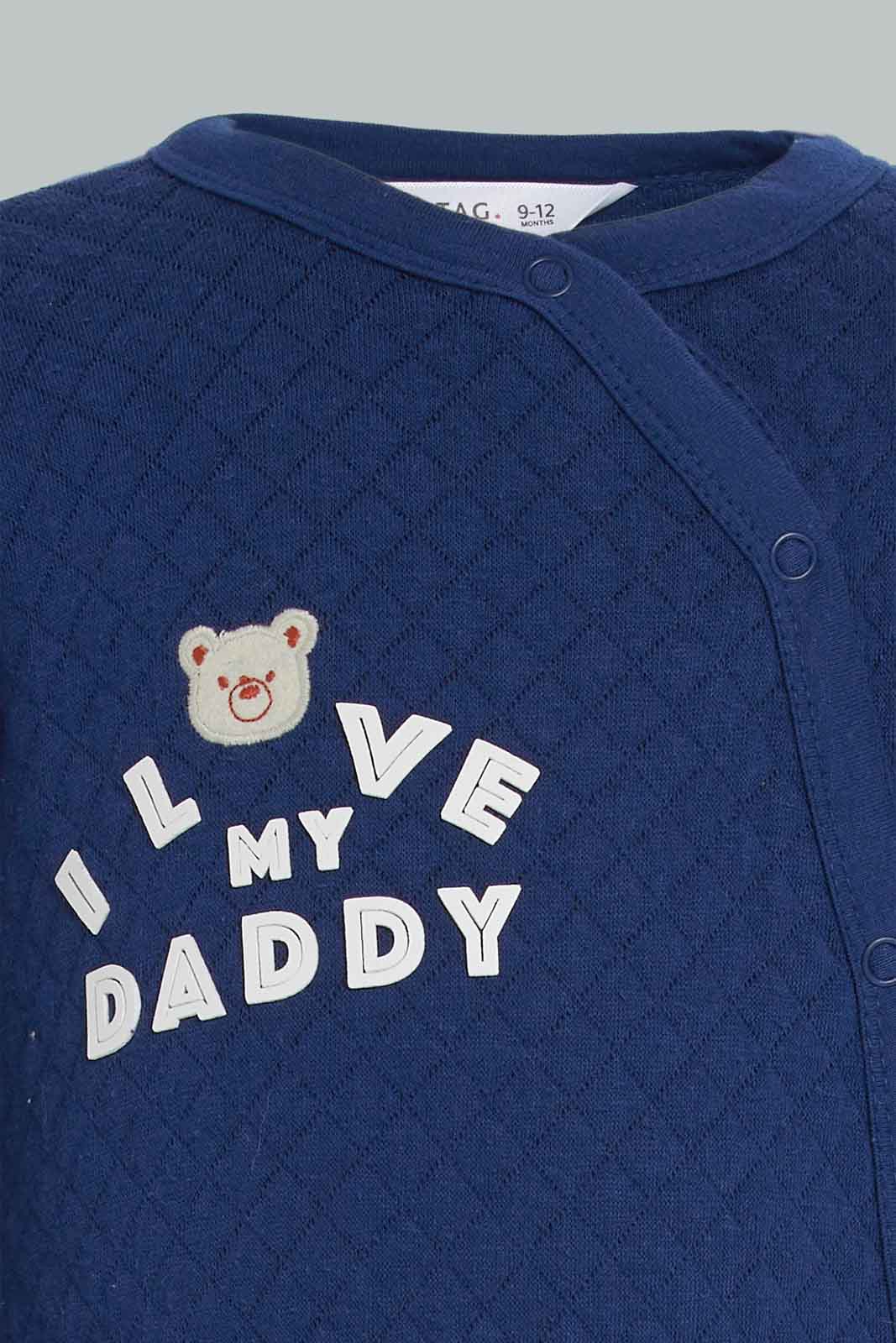 Redtag-Boys-Navy-Love-Daddy-2Pc-Sleep-Suit-Pack-Category:Rompers,-Colour:Assorted,-Deals:New-In,-Filter:Baby-(0-to-12-Mths),-NBB-Rompers,-New-In-NBB-APL,-Non-Sale,-Section:Boys-(0-to-14Yrs),-W22B-Baby-0 to 12 Months