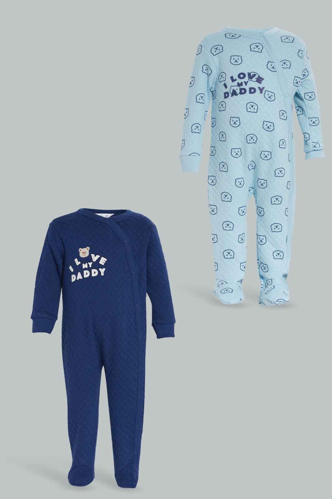 Redtag-Boys-Navy-Love-Daddy-2Pc-Sleep-Suit-Pack-Category:Rompers,-Colour:Assorted,-Deals:New-In,-Filter:Baby-(0-to-12-Mths),-NBB-Rompers,-New-In-NBB-APL,-Non-Sale,-Section:Boys-(0-to-14Yrs),-W22B-Baby-0 to 12 Months