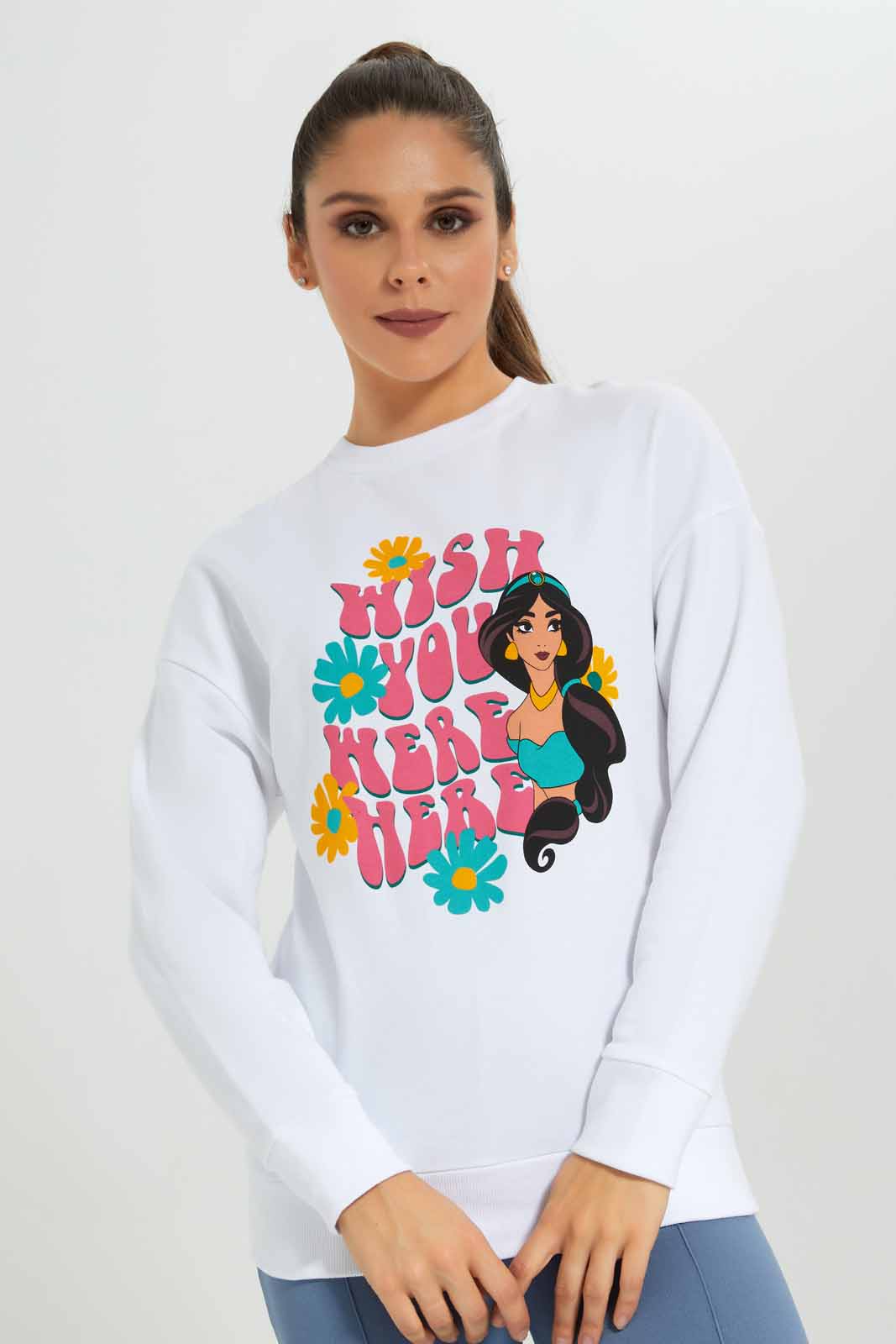 Redtag-Women-Ivory-Jasmine-Printed-Character-Sweatshirt-(blank),-Category:Sweatshirts,-Colour:Ivory,-Deals:New-In,-Filter:Women's-Clothing,-New-In-Women-APL,-Non-Sale,-Section:Women,-W22B,-Women-Sweatshirts-Women's-
