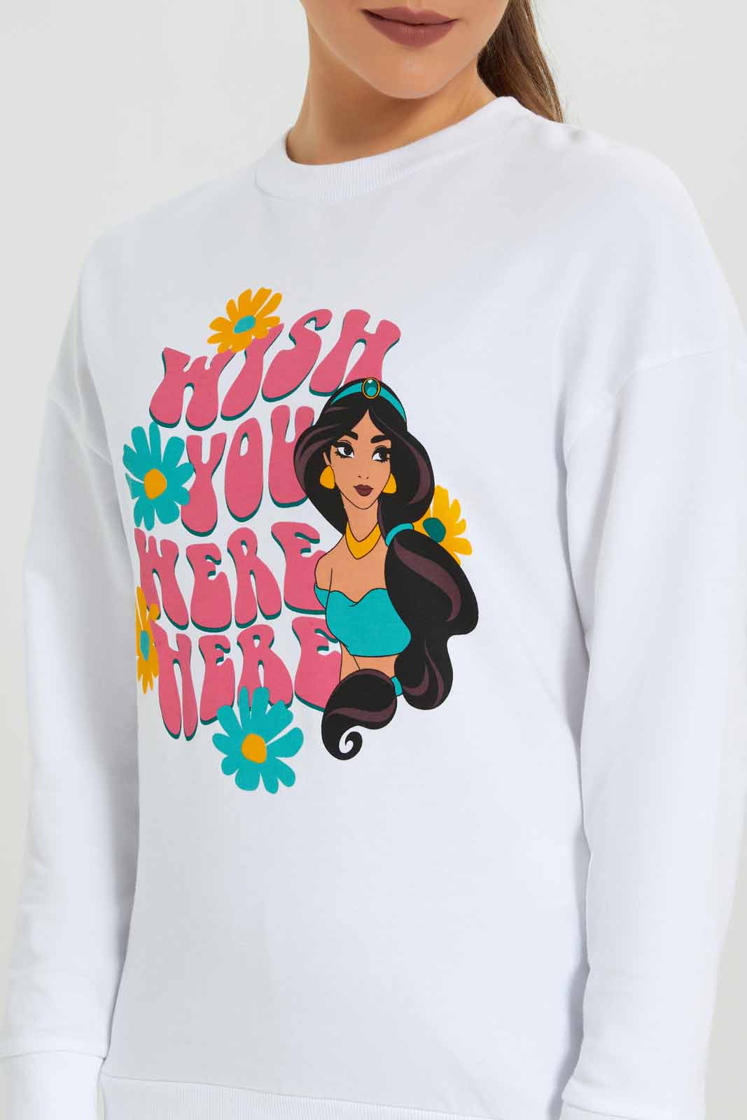 Redtag-Women-Ivory-Jasmine-Printed-Character-Sweatshirt-(blank),-Category:Sweatshirts,-Colour:Ivory,-Deals:New-In,-Filter:Women's-Clothing,-New-In-Women-APL,-Non-Sale,-Section:Women,-W22B,-Women-Sweatshirts-Women's-