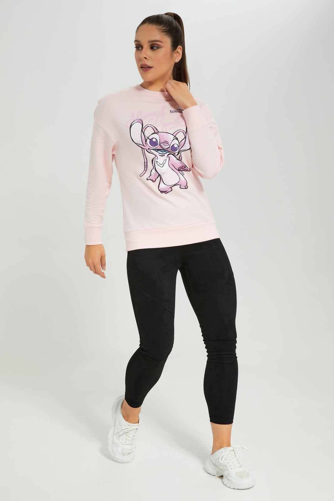 Redtag-Women-Pink-Lilo-&-Stitch-Printed-Character-Sweatshirt-(blank),-Category:Sweatshirts,-Colour:Apricot,-Deals:New-In,-Filter:Women's-Clothing,-New-In-Women-APL,-Non-Sale,-Section:Women,-W22B,-Women-Sweatshirts-Women's-