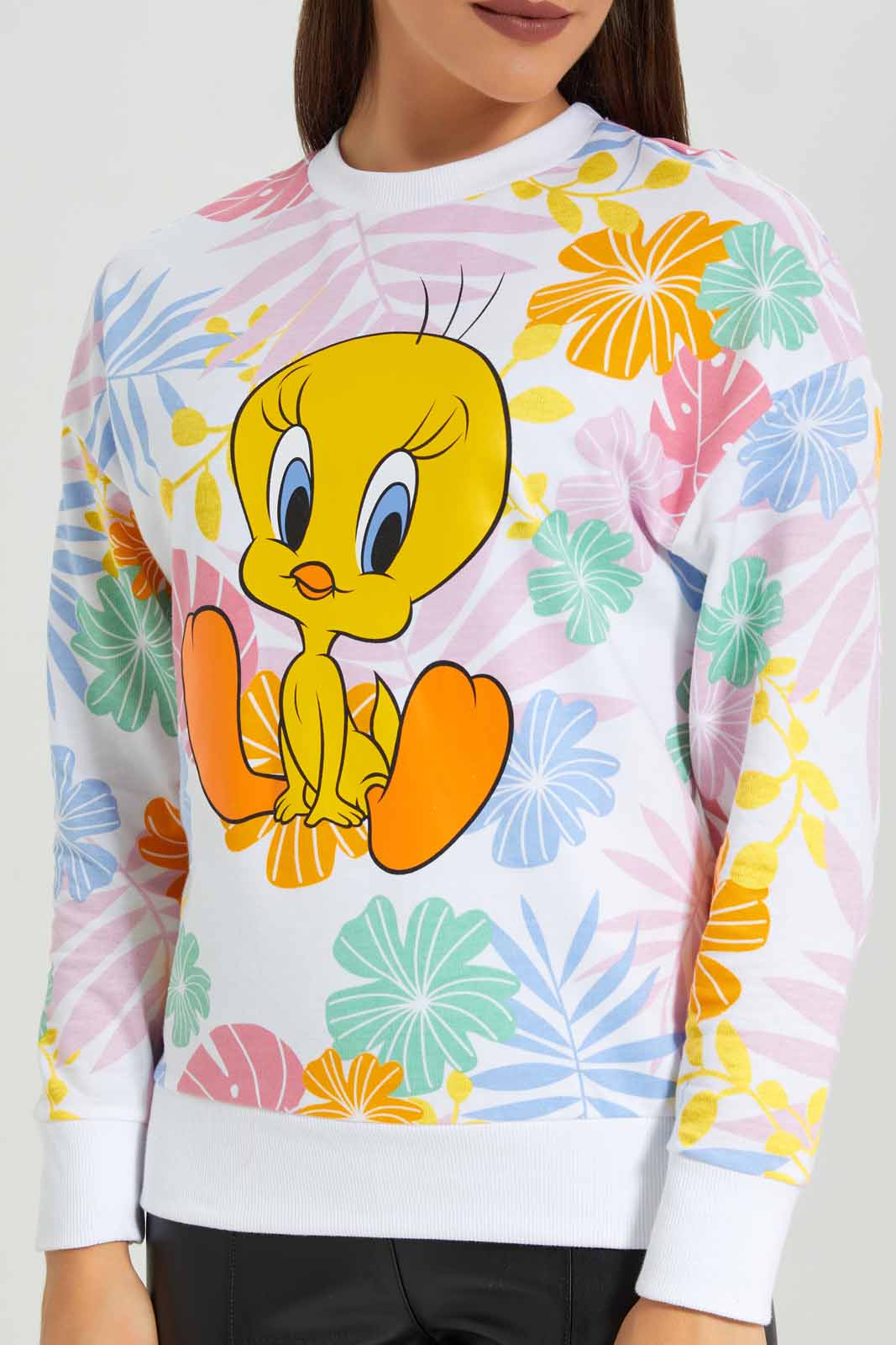 Redtag-Women-Allover-Printed-Tweety-Charater-Sweatshirt-(blank),-Category:Sweatshirts,-CHA,-Colour:Assorted,-Deals:New-In,-Filter:Women's-Clothing,-New-In-Women-APL,-Non-Sale,-Section:Women,-W22B,-Women-Sweatshirts-Women's-