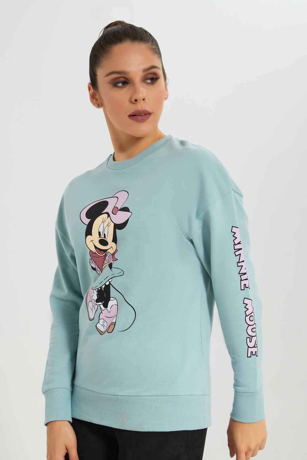 Redtag-Women-Mint-Minnie-Mouse-Printed-Charate-Sweatshirt-(blank),-Category:Sweatshirts,-Colour:Mint,-Deals:New-In,-Filter:Women's-Clothing,-New-In-Women-APL,-Non-Sale,-Section:Women,-W22B,-Women-Sweatshirts-Women's-