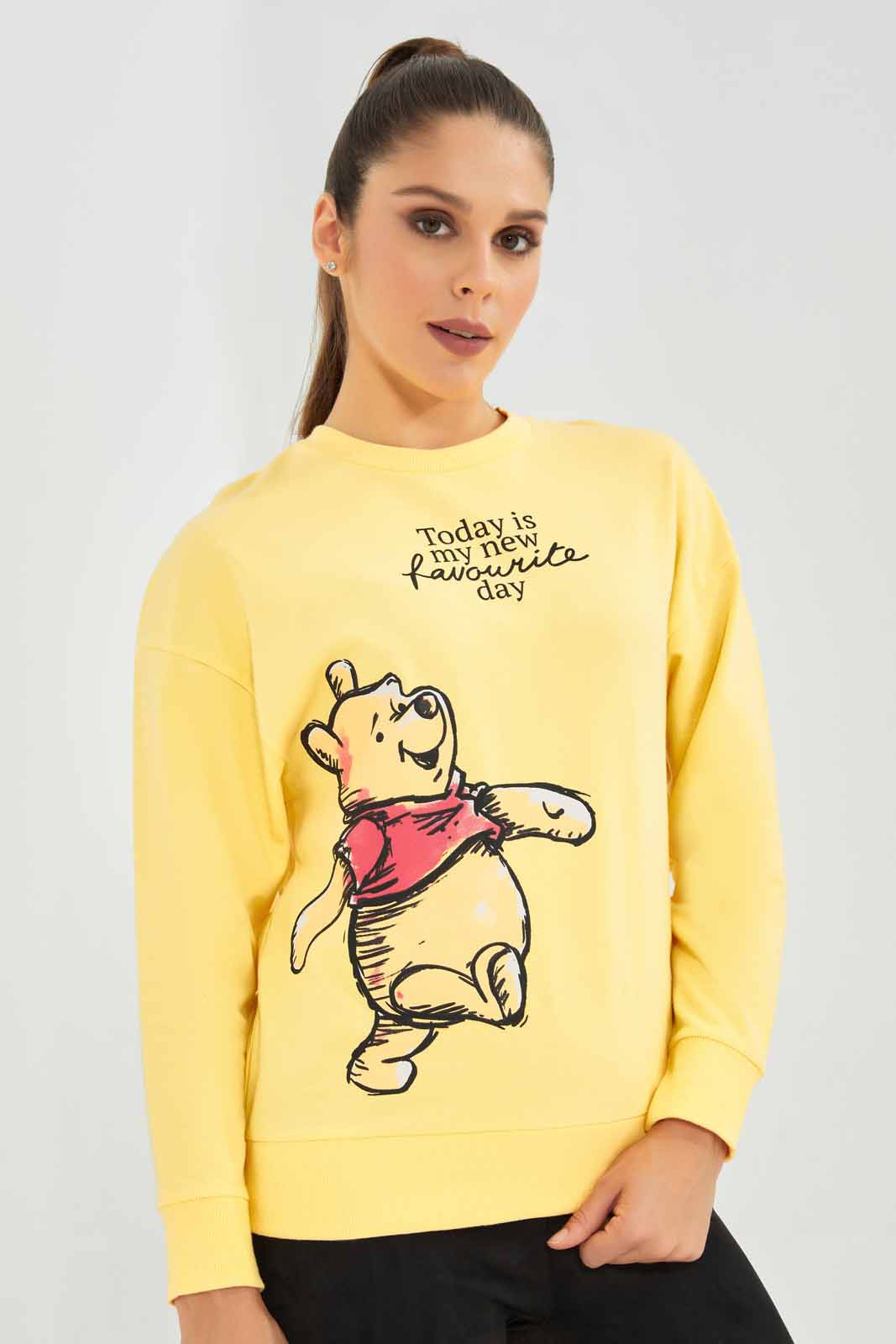 Redtag-Women-Yellow-Wininie-The-Pooh-Character-Sweat-Shirt-(blank),-Category:Sweatshirts,-Colour:Yellow,-Deals:New-In,-Filter:Women's-Clothing,-New-In-Women-APL,-Non-Sale,-Section:Women,-W22B,-Women-Sweatshirts-Women's-
