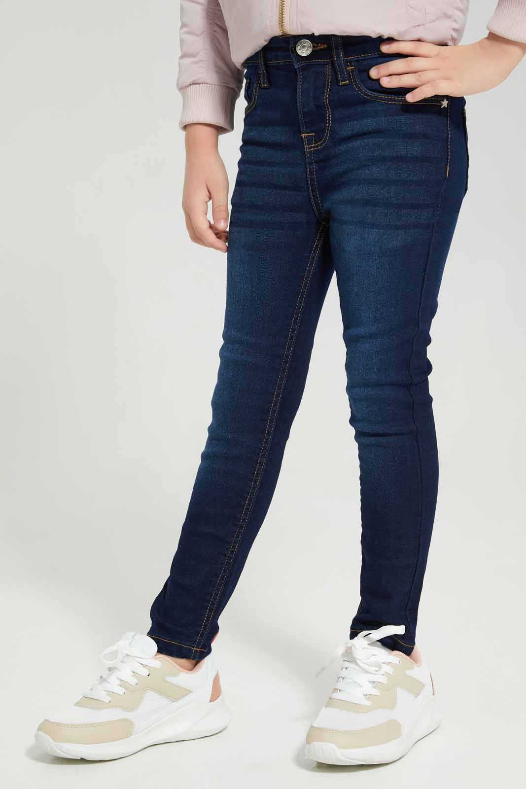 Redtag-Girls-Dark-Wash-Skinny-Jeans-Category:Jeans,-Colour:Dark-Wash,-Deals:New-In,-Filter:Girls-(2-to-8-Yrs),-GIR-Jeans,-New-In-GIR-APL,-Non-Sale,-Section:Girls-(0-to-14Yrs),-W22B-Girls-2 to 8 Years