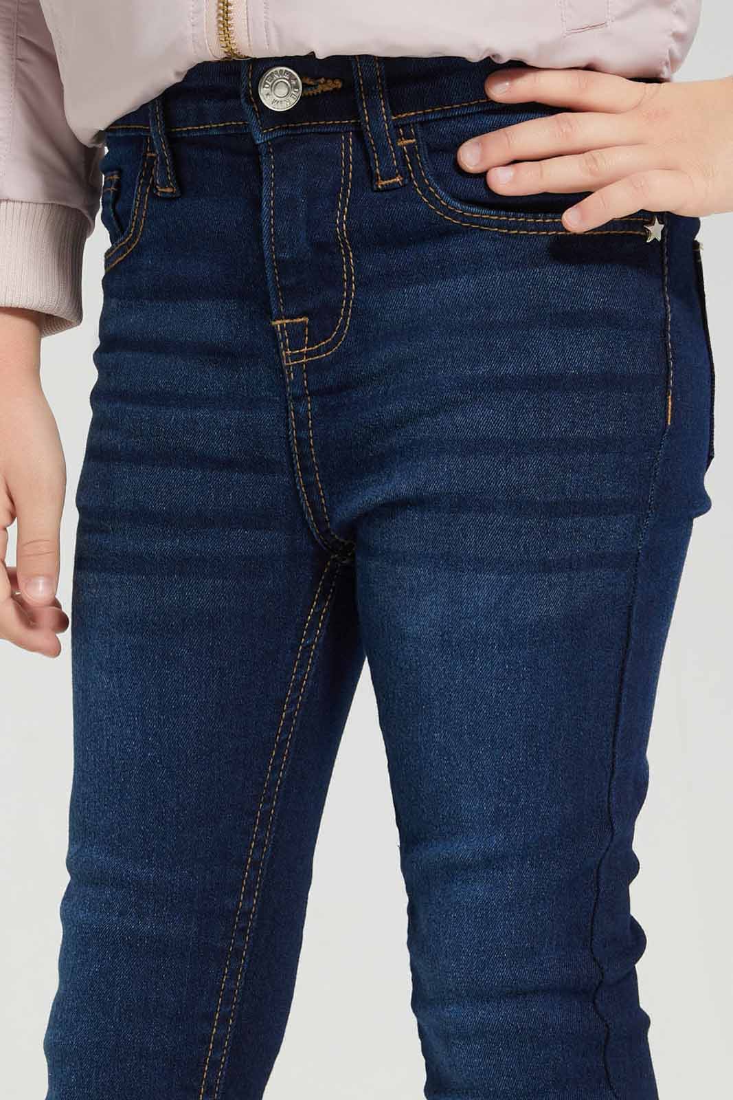 Redtag-Girls-Dark-Wash-Skinny-Jeans-Category:Jeans,-Colour:Dark-Wash,-Deals:New-In,-Filter:Girls-(2-to-8-Yrs),-GIR-Jeans,-New-In-GIR-APL,-Non-Sale,-Section:Girls-(0-to-14Yrs),-W22B-Girls-2 to 8 Years