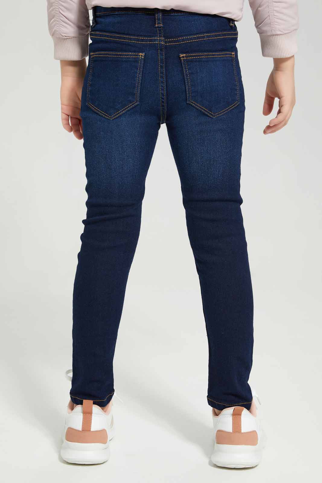 Redtag-Girls-Dark-Wash-Skinny-Jeans-Category:Jeans,-Colour:Dark-Wash,-Deals:New-In,-Filter:Girls-(2-to-8-Yrs),-GIR-Jeans,-New-In-GIR-APL,-Non-Sale,-Section:Girls-(0-to-14Yrs),-W22B-Girls-2 to 8 Years