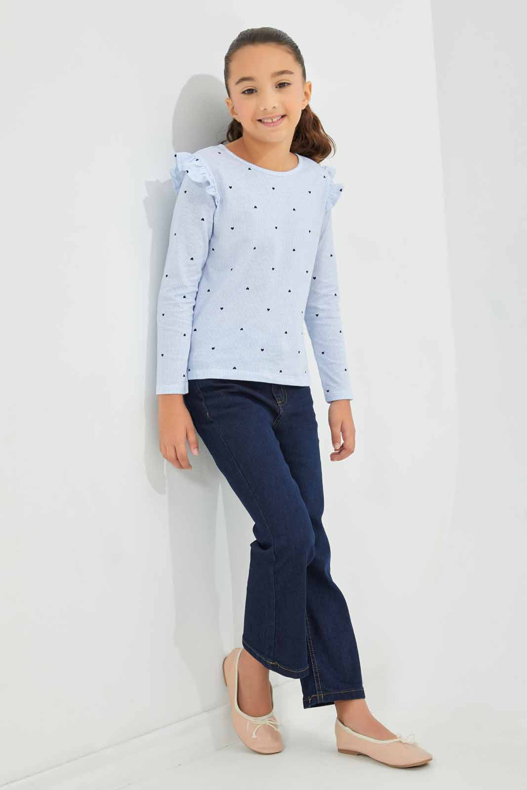 Redtag-Girls-Indigo-Bootcut-Jeans-(blank),-Category:Jeans,-Colour:Indigo,-Deals:New-In,-Dept:Girls,-Filter:Girls-(2-to-8-Yrs),-GIR-Jeans,-New-In-GIR-APL,-Non-Sale,-Section:Girls-(0-to-14Yrs),-W22B-Girls-2 to 8 Years