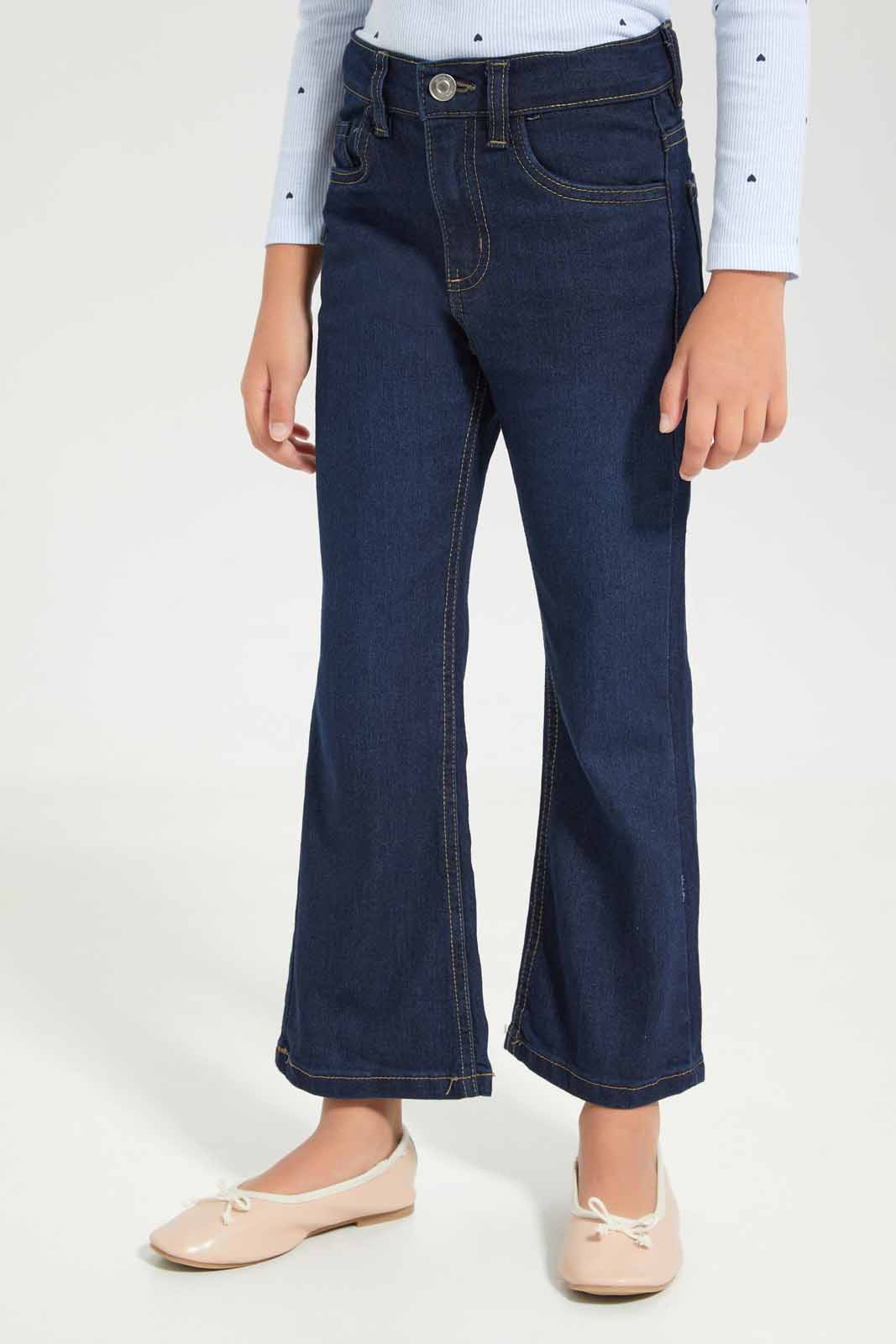 Redtag-Girls-Indigo-Bootcut-Jeans-(blank),-Category:Jeans,-Colour:Indigo,-Deals:New-In,-Dept:Girls,-Filter:Girls-(2-to-8-Yrs),-GIR-Jeans,-New-In-GIR-APL,-Non-Sale,-Section:Girls-(0-to-14Yrs),-W22B-Girls-2 to 8 Years