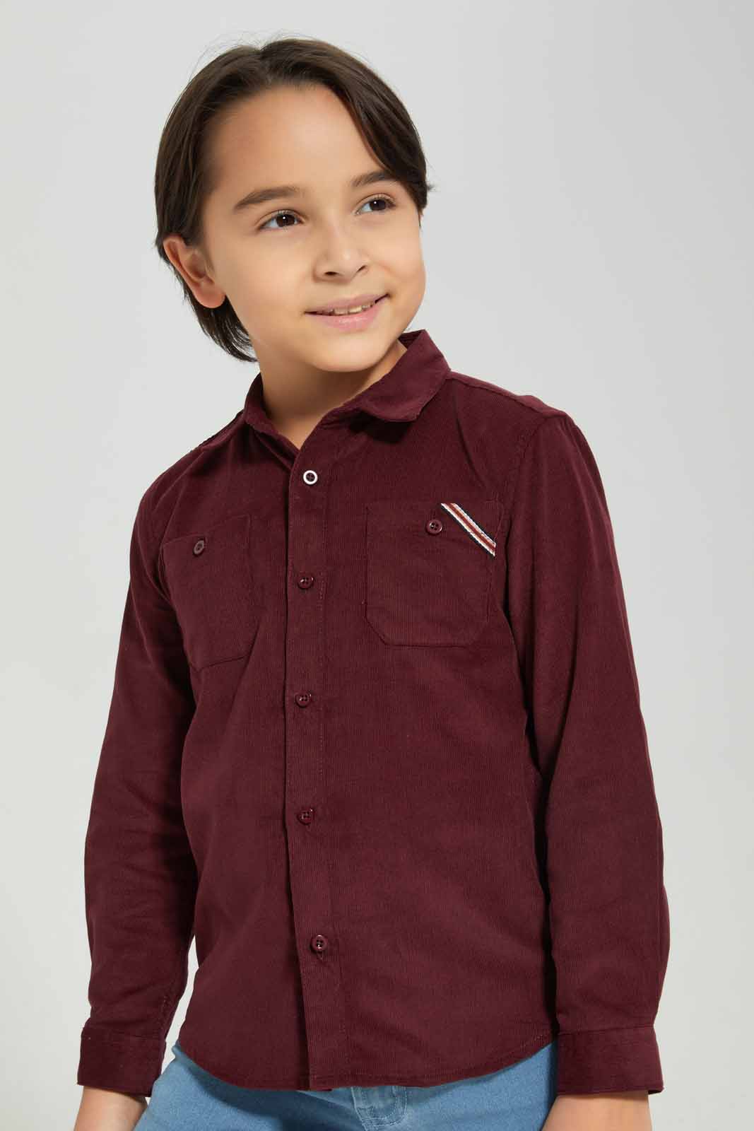 Redtag-Boys-Burgandy-Corduroy-Long-Sleeve-Shirt-BOY-Shirts,-Category:Shirts,-Colour:Burgundy,-Deals:New-In,-Filter:Boys-(2-to-8-Yrs),-New-In-BOY-APL,-Non-Sale,-Section:Boys-(0-to-14Yrs),-W22B-Boys-2 to 8 Years