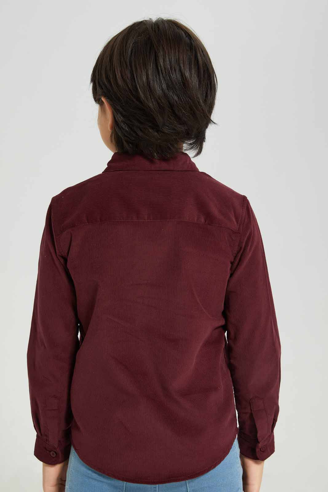 Redtag-Boys-Burgandy-Corduroy-Long-Sleeve-Shirt-BOY-Shirts,-Category:Shirts,-Colour:Burgundy,-Deals:New-In,-Filter:Boys-(2-to-8-Yrs),-New-In-BOY-APL,-Non-Sale,-Section:Boys-(0-to-14Yrs),-W22B-Boys-2 to 8 Years