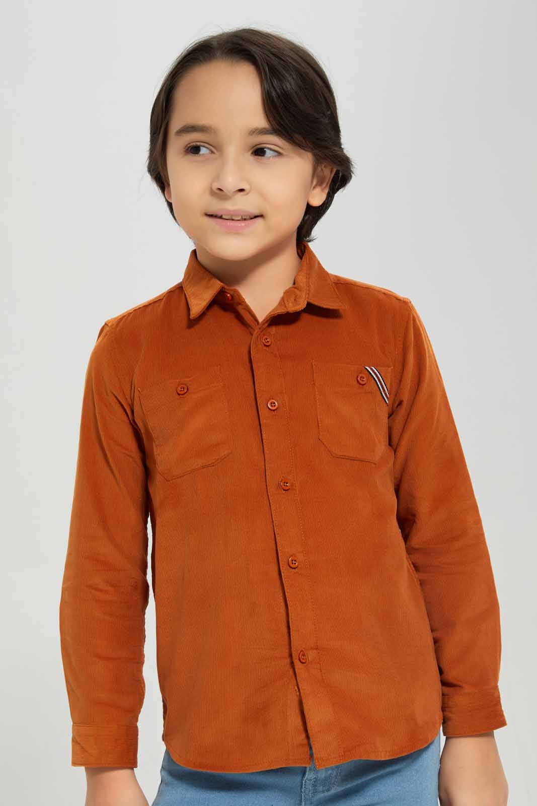Redtag-Boys-Dark-Brown-Corduroy-Long-Sleeve-Shirt-BOY-Shirts,-Category:Shirts,-Colour:Brown,-Deals:New-In,-Filter:Boys-(2-to-8-Yrs),-New-In-BOY-APL,-Non-Sale,-Section:Boys-(0-to-14Yrs),-W22B-Boys-2 to 8 Years