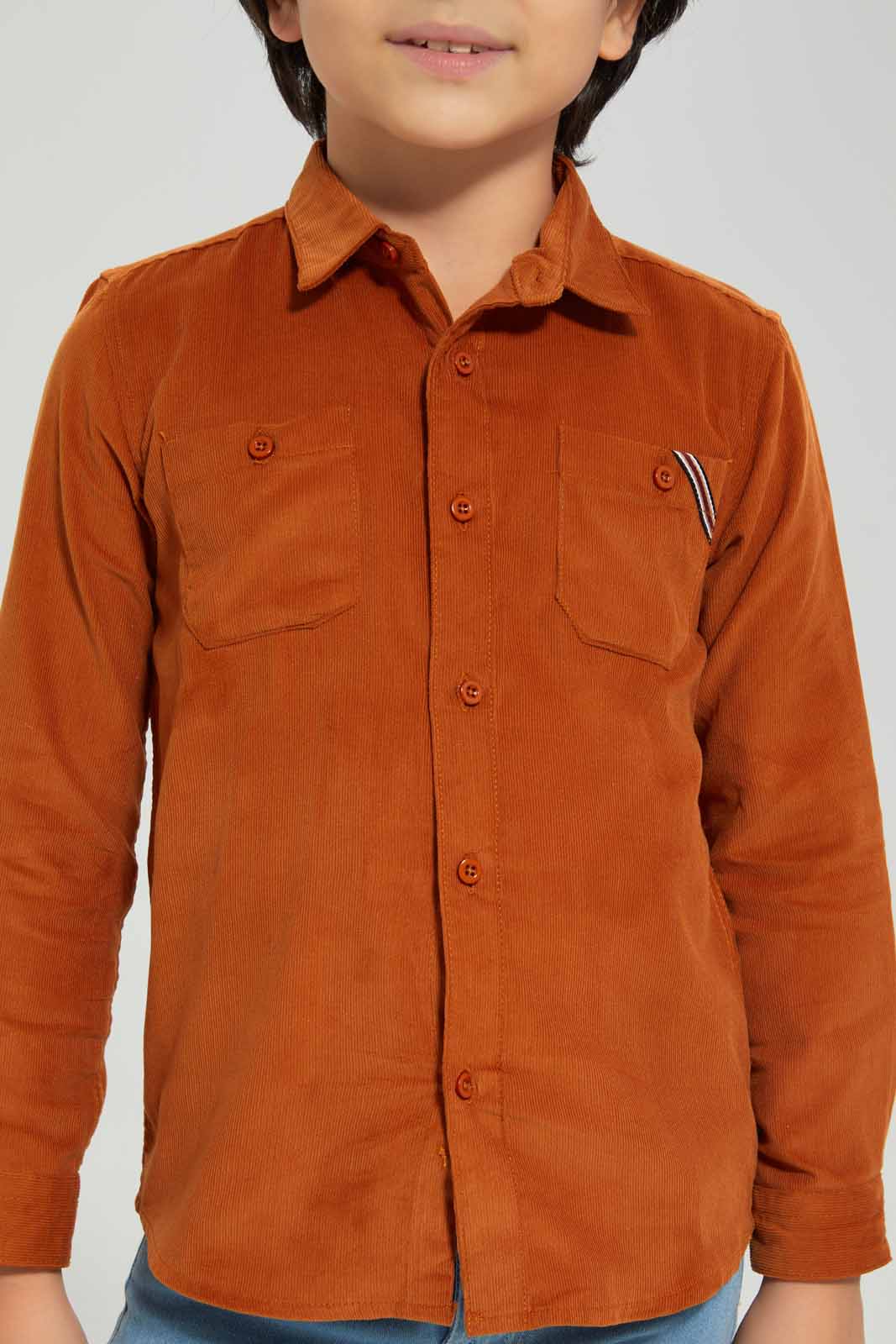 Redtag-Boys-Dark-Brown-Corduroy-Long-Sleeve-Shirt-BOY-Shirts,-Category:Shirts,-Colour:Brown,-Deals:New-In,-Filter:Boys-(2-to-8-Yrs),-New-In-BOY-APL,-Non-Sale,-Section:Boys-(0-to-14Yrs),-W22B-Boys-2 to 8 Years