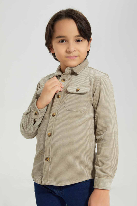 Redtag-Boys-Stone-Corduroy-Long-Sleeve-Shirt-BOY-Shirts,-Category:Shirts,-Colour:Stonewash,-Deals:New-In,-Filter:Boys-(2-to-8-Yrs),-New-In-BOY-APL,-Non-Sale,-Section:Boys-(0-to-14Yrs),-W22B-Boys-2 to 8 Years