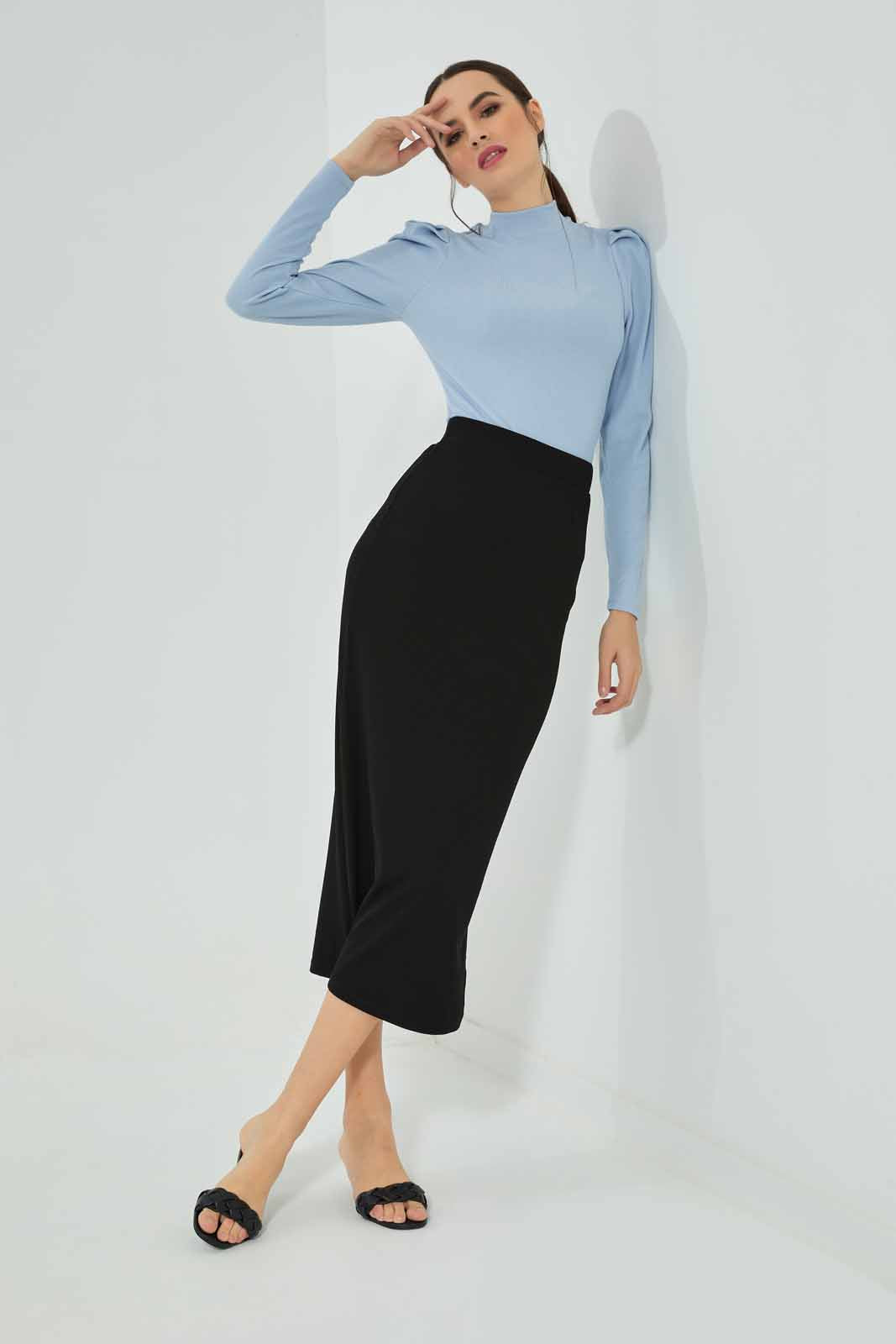 Redtag-Women-Black-Rib-Midi-Skirt-Co-Ord-(blank),-Category:Skirts,-Colour:Black,-Deals:New-In,-Filter:Women's-Clothing,-New-In-Women-APL,-Non-Sale,-Section:Women,-W22A,-Women-Skirts-Women's-