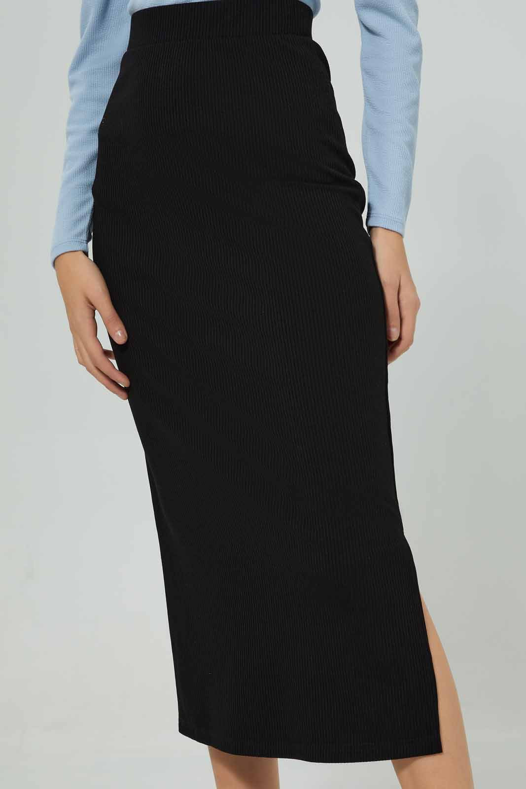 Redtag-Women-Black-Rib-Midi-Skirt-Co-Ord-(blank),-Category:Skirts,-Colour:Black,-Deals:New-In,-Filter:Women's-Clothing,-New-In-Women-APL,-Non-Sale,-Section:Women,-W22A,-Women-Skirts-Women's-