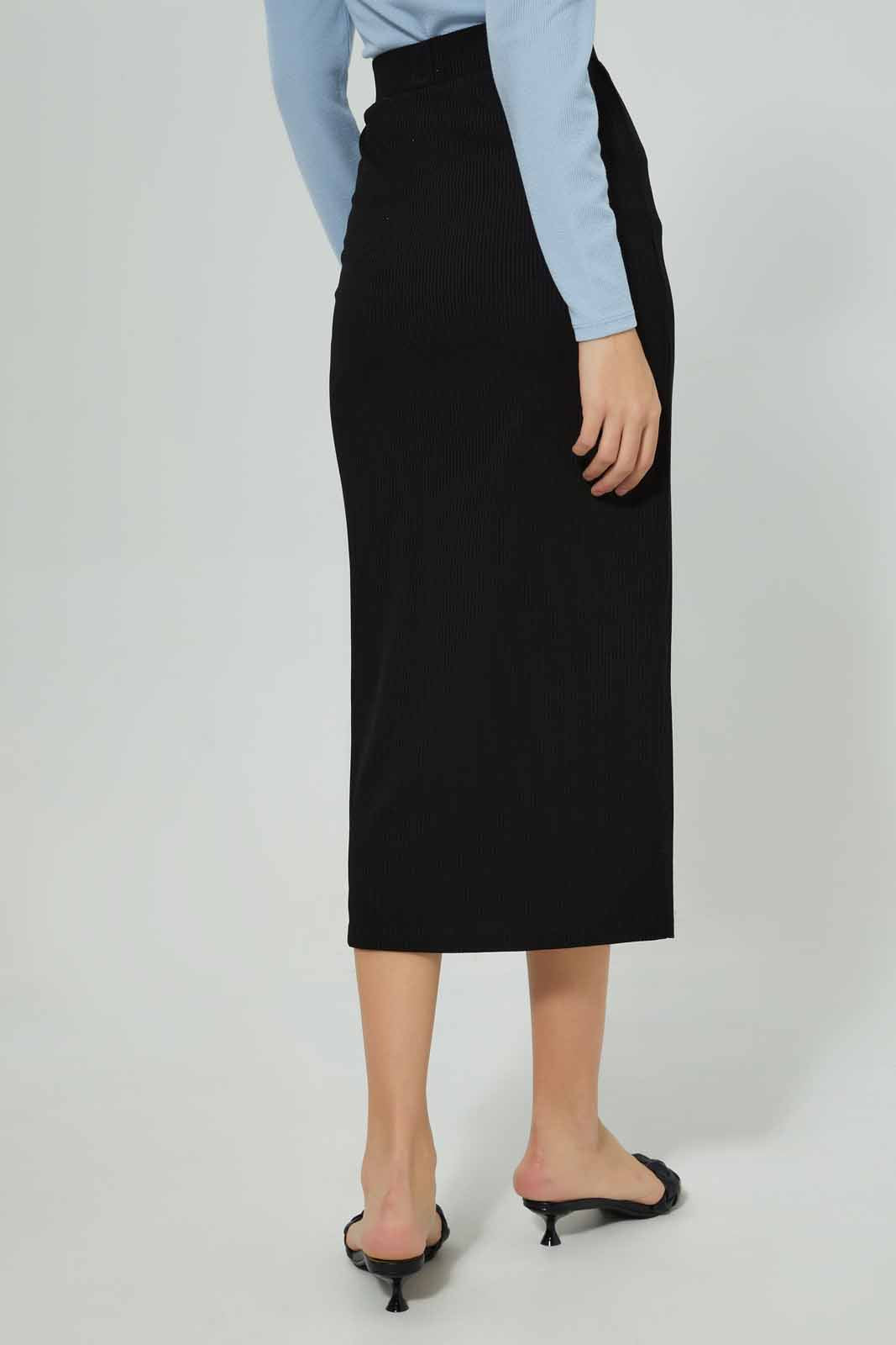 Redtag-Women-Black-Rib-Midi-Skirt-Co-Ord-(blank),-Category:Skirts,-Colour:Black,-Deals:New-In,-Filter:Women's-Clothing,-New-In-Women-APL,-Non-Sale,-Section:Women,-W22A,-Women-Skirts-Women's-