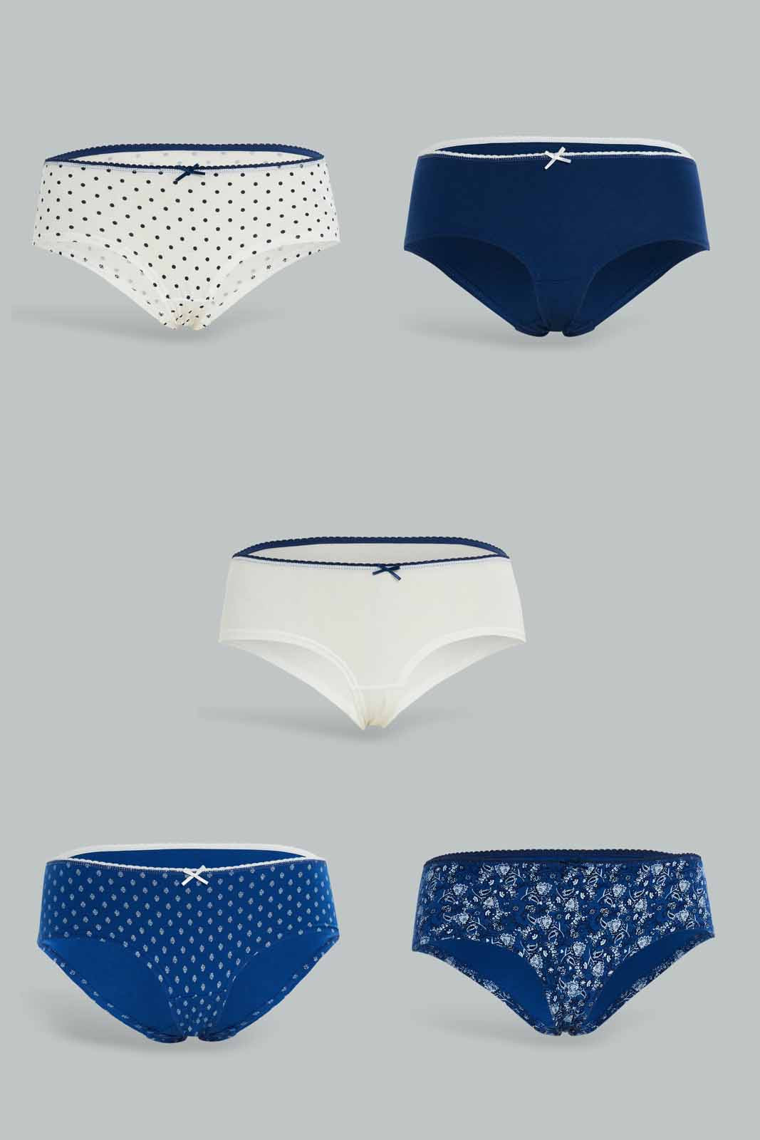 Redtag-Women-Assorted-Print/Plain-Boyleg-5-Pack-365,-Category:Briefs,-Colour:Assorted,-Deals:New-In,-Dept:Ladieswear,-Filter:Women's-Clothing,-New-In-Women-APL,-Non-Sale,-Section:Women,-Women-Briefs--