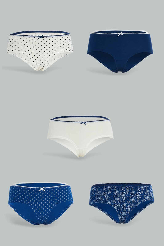 Redtag-Women-Assorted-Print/Plain-Boyleg-5-Pack-365,-Category:Briefs,-Colour:Assorted,-Deals:New-In,-Dept:Ladieswear,-Filter:Women's-Clothing,-New-In-Women-APL,-Non-Sale,-Section:Women,-Women-Briefs--