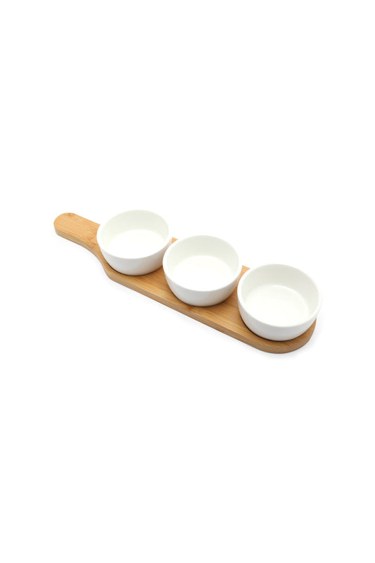 Redtag-White-Round-Bowl-With-Bamboo-Tray-(3-Piece)-Category:Bowls,-Colour:White,-Deals:New-In,-Dept:Home,-Filter:Home-Dining,-HMW-DIN-Serveware,-New-In-HMW-DIN,-Non-Sale,-Section:Homewares,-W22B-Home-Dining-