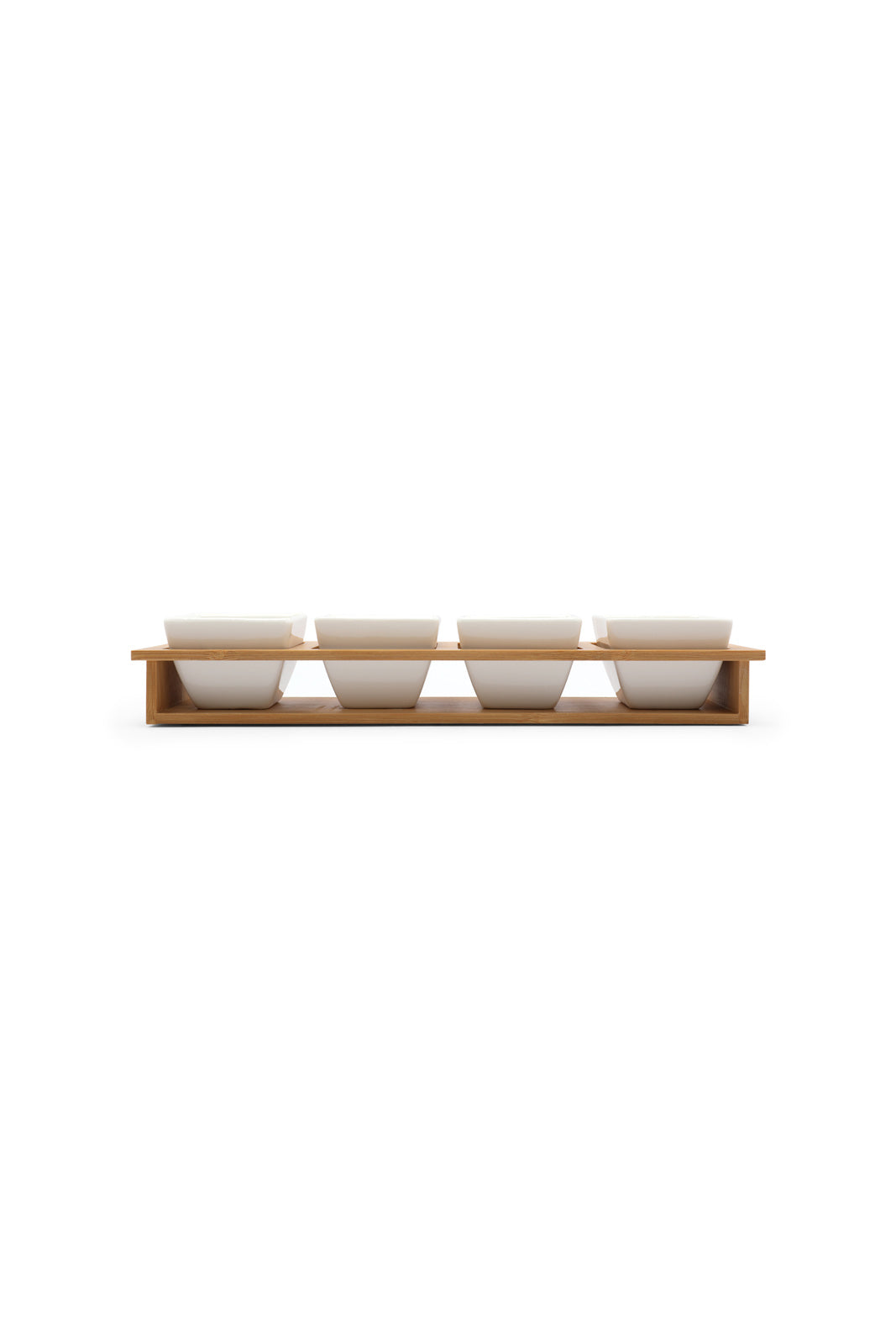 Redtag-White-Square-Bowl-With-Bamboo-Tray-(4-Piece)-Category:Bowls,-Colour:White,-Deals:New-In,-Dept:Home,-Filter:Home-Dining,-HMW-DIN-Serveware,-New-In-HMW-DIN,-Non-Sale,-Section:Homewares,-W22B-Home-Dining-