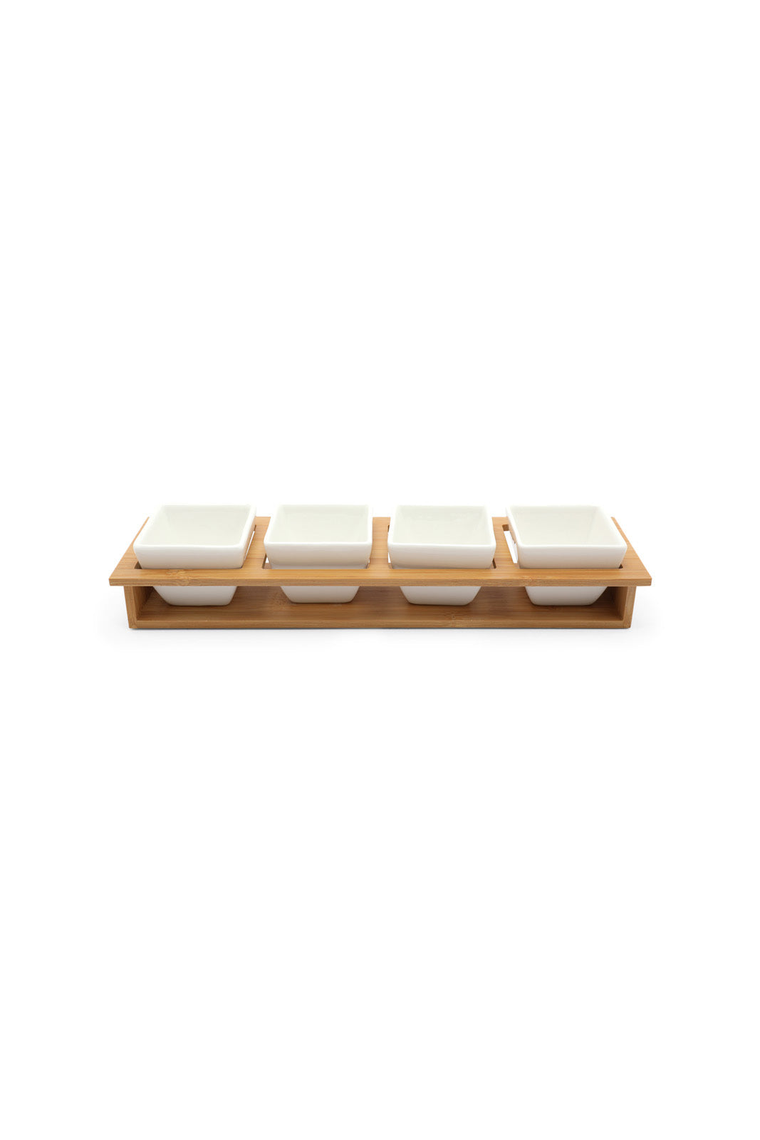 Redtag-White-Square-Bowl-With-Bamboo-Tray-(4-Piece)-Category:Bowls,-Colour:White,-Deals:New-In,-Dept:Home,-Filter:Home-Dining,-HMW-DIN-Serveware,-New-In-HMW-DIN,-Non-Sale,-Section:Homewares,-W22B-Home-Dining-