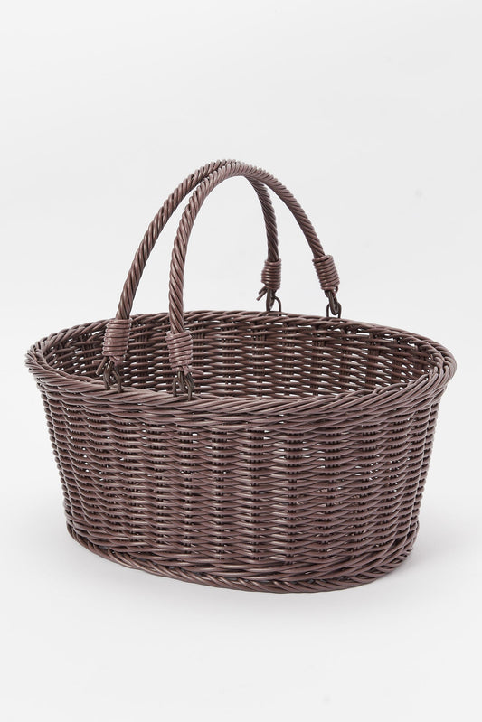 Redtag-Brown-Oval-Woven-Basket-With-Handles-Category:Kitchen-Baskets,-Colour:Brown,-Deals:New-In,-Dept:Home,-Filter:Home-Dining,-HMW-DIN-Kitchen-Accessories,-New-In-HMW-DIN,-Non-Sale,-S23A,-Section:Homewares-Home-Dining-