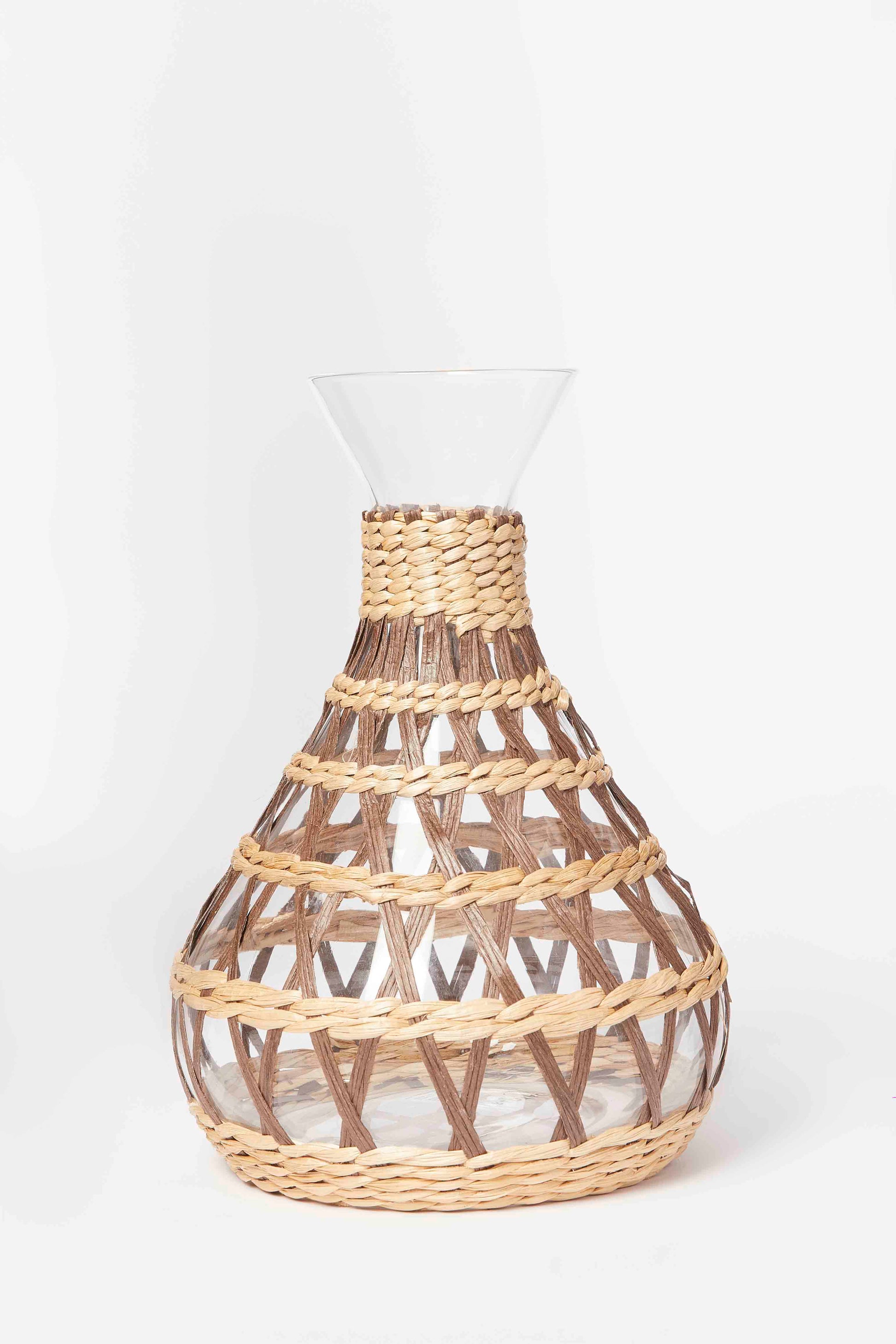 Redtag-Brown-Glass-Decanter-With-Weaving-Category:Jugs,-Colour:Brown,-Deals:New-In,-Dept:Home,-Filter:Home-Dining,-HMW-DIN-Drinkware,-New-In-HMW-DIN,-Non-Sale,-S23A,-Section:Homewares-Home-Dining-