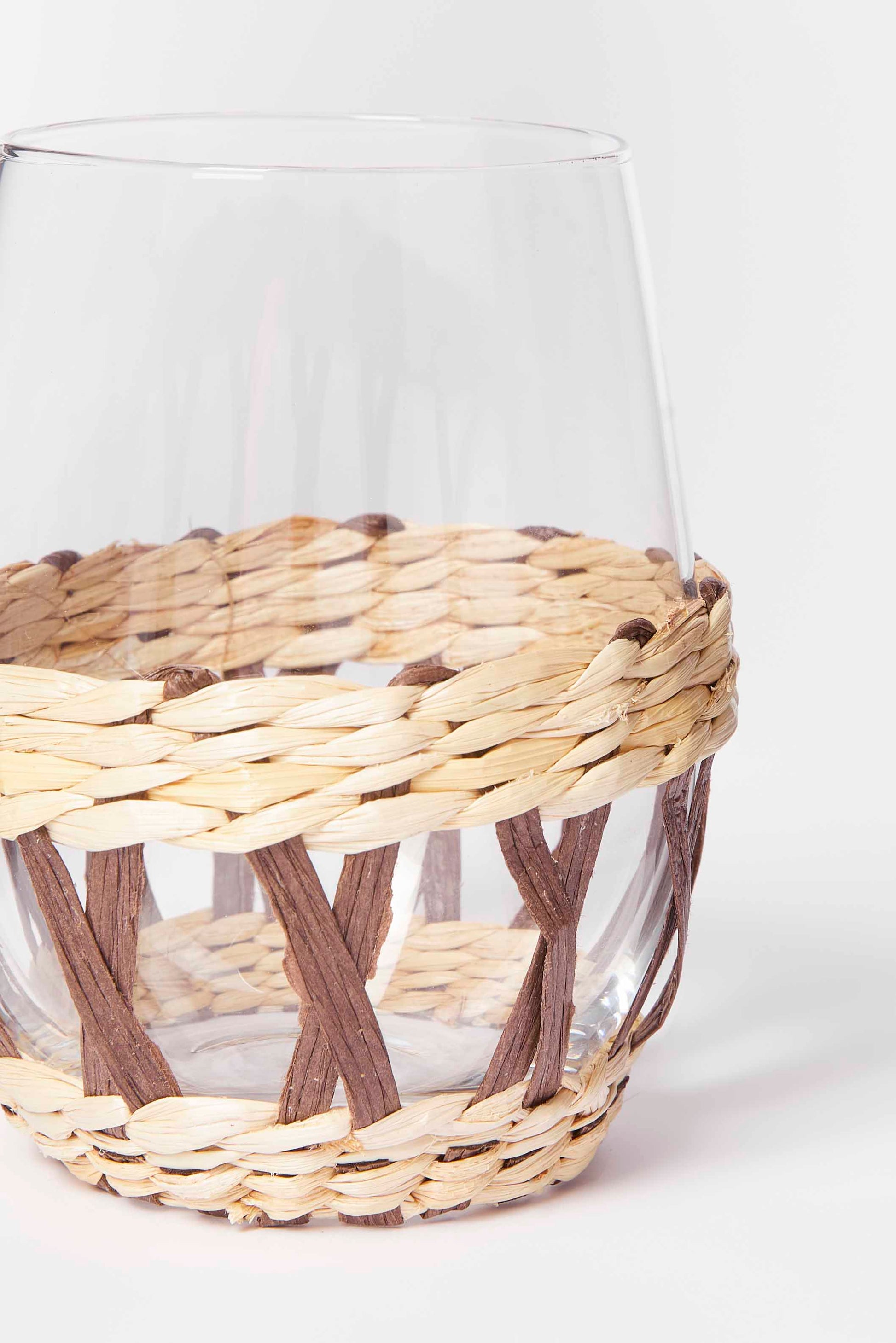 Redtag-Brown-Glass-Tumbler-With-Weaving-Category:Glasses,-Colour:Brown,-Deals:New-In,-Dept:Home,-Filter:Home-Dining,-HMW-DIN-Drinkware,-New-In-HMW-DIN,-Non-Sale,-S23A,-Section:Homewares-Home-Dining-