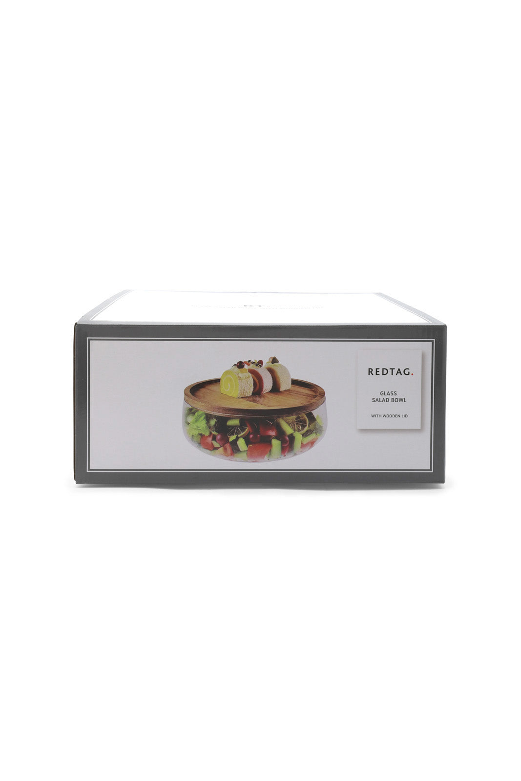 Redtag-Clear-Round-Bowl-With-Acacia-Wood-Tray-Category:Trays,-Colour:White,-Deals:New-In,-Dept:Home,-Filter:Home-Dining,-HMW-DIN-Serveware,-New-In-HMW-DIN,-Non-Sale,-S23A,-Section:Homewares-Home-Dining-