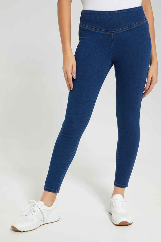 Redtag-Women-Dark-Wash-Jeggings-Category:Jeggings,-Colour:Dark-Wash,-Deals:New-In,-Filter:Women's-Clothing,-FIT-WALL-(FTW),-New-In-Women-APL,-Non-Sale,-Section:Women,-W22B,-Women-Jeggings-Women's-