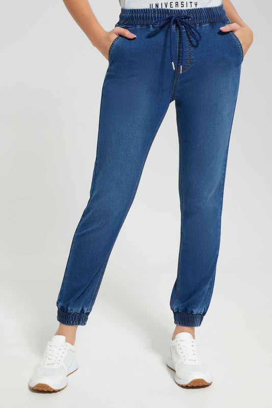 Redtag-Women-Dark-Wash-Knit-Denim-Jogger-Category:Joggers,-Colour:Dark-Wash,-Deals:New-In,-Filter:Women's-Clothing,-FIT-WALL-(FTW),-New-In-Women-APL,-Non-Sale,-Section:Women,-W22B,-Women-Joggers-Women's-