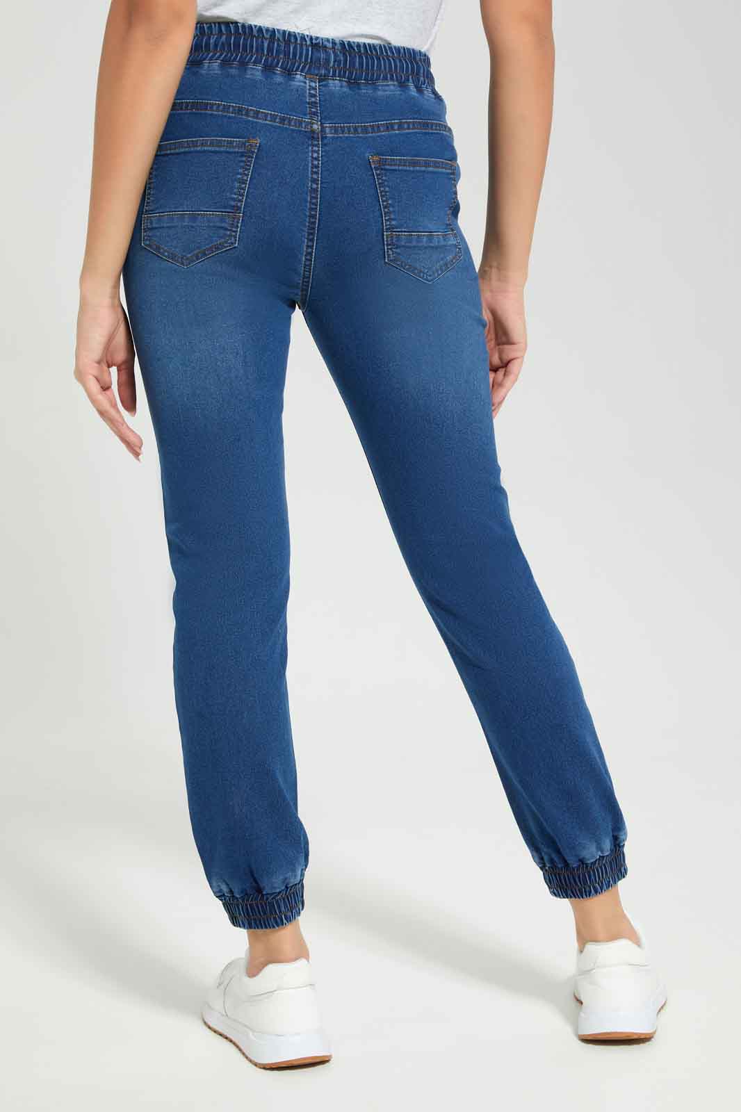 Redtag-Women-Dark-Wash-Knit-Denim-Jogger-Category:Joggers,-Colour:Dark-Wash,-Deals:New-In,-Filter:Women's-Clothing,-FIT-WALL-(FTW),-New-In-Women-APL,-Non-Sale,-Section:Women,-W22B,-Women-Joggers-Women's-