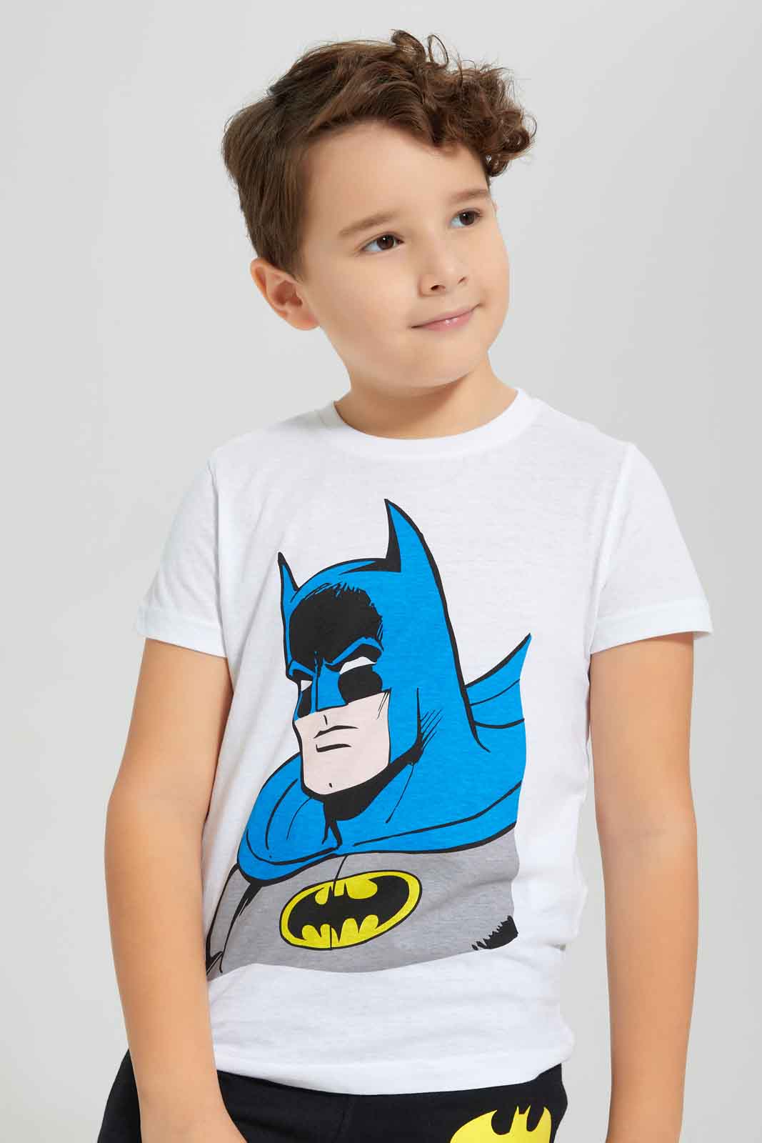 Redtag-Boys-White-Batman-T-Shirt-And-Short-Pyjama-Set-BOY-Pyjama-Sets,-Category:Pyjama-Sets,-Colour:White,-Deals:New-In,-Dept:Boys,-Filter:Boys-(2-to-8-Yrs),-New-In-BOY-APL,-Non-Sale,-Section:Boys-(0-to-14Yrs),-W22B-Boys-2 to 8 Years
