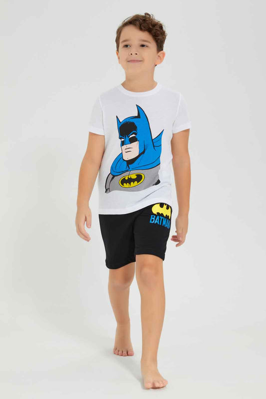 Redtag-Boys-White-Batman-T-Shirt-And-Short-Pyjama-Set-BOY-Pyjama-Sets,-Category:Pyjama-Sets,-Colour:White,-Deals:New-In,-Dept:Boys,-Filter:Boys-(2-to-8-Yrs),-New-In-BOY-APL,-Non-Sale,-Section:Boys-(0-to-14Yrs),-W22B-Boys-2 to 8 Years