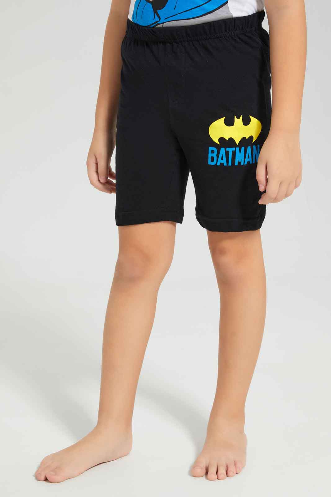 Redtag-Boys-White-Batman-T-Shirt-And-Short-Pyjama-Set-BOY-Pyjama-Sets,-Category:Pyjama-Sets,-Colour:White,-Deals:New-In,-Dept:Boys,-Filter:Boys-(2-to-8-Yrs),-New-In-BOY-APL,-Non-Sale,-Section:Boys-(0-to-14Yrs),-W22B-Boys-2 to 8 Years