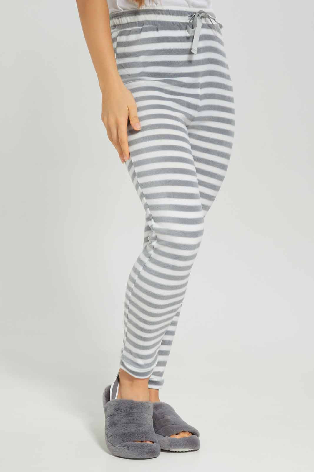 Redtag-Women-Mid--Grey-Stripe-Fleece-Pyjama-Bottom-Category:Pyjama-Bottoms,-Colour:Grey,-Deals:New-In,-Dept:Ladieswear,-Filter:Women's-Clothing,-New-In-Women-APL,-Non-Sale,-Section:Women,-TBL,-W22B,-Women-Pyjama-Bottoms--