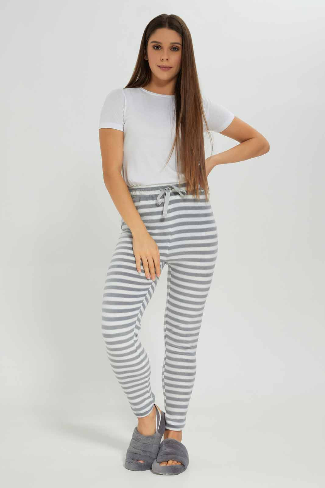 Redtag-Women-Mid--Grey-Stripe-Fleece-Pyjama-Bottom-Category:Pyjama-Bottoms,-Colour:Grey,-Deals:New-In,-Dept:Ladieswear,-Filter:Women's-Clothing,-New-In-Women-APL,-Non-Sale,-Section:Women,-TBL,-W22B,-Women-Pyjama-Bottoms--