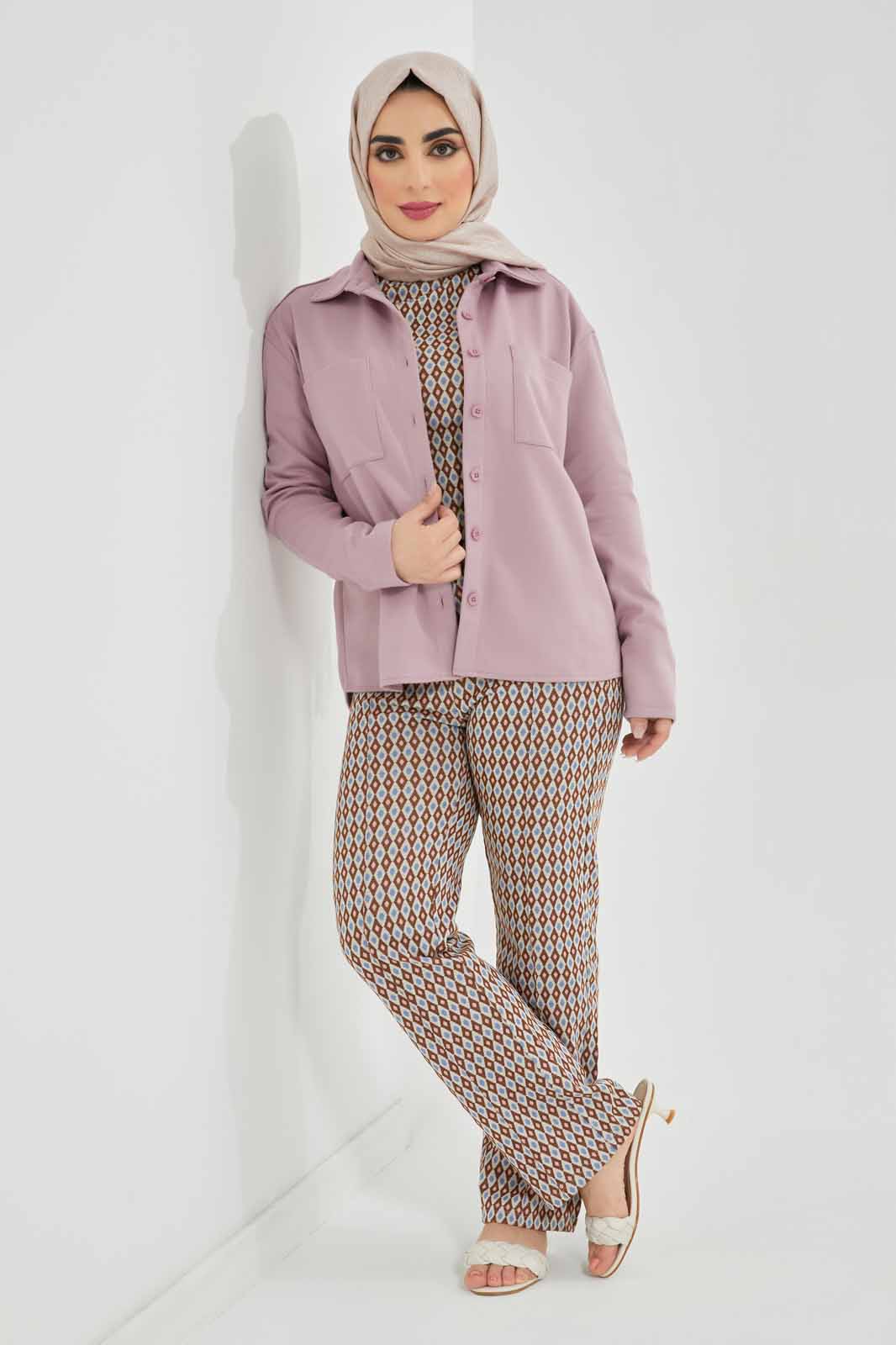 Redtag-Women-Beige-Collared-Chest-Pockets-Button-Front-Knitted-Shirt-Category:Blouses,-Colour:Beige,-Deals:New-In,-Filter:Women's-Clothing,-LMC,-Modest,-New-In-Women-APL,-Non-Sale,-Section:Women,-W22B,-Women-Blouses--