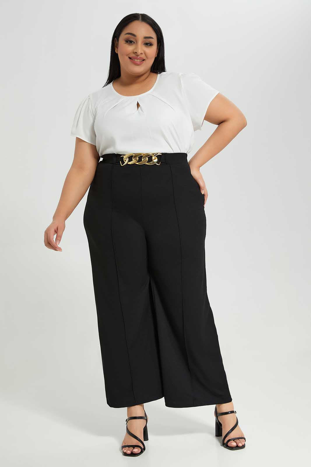 Redtag-Women-Black-Chain-Detail-Wide-Leg-Trouser-Category:Trousers,-Colour:Black,-Deals:New-In,-Filter:Plus-Size,-LDP-Trousers,-New-In-LDP-APL,-Non-Sale,-Section:Women,-W22B-Women's-