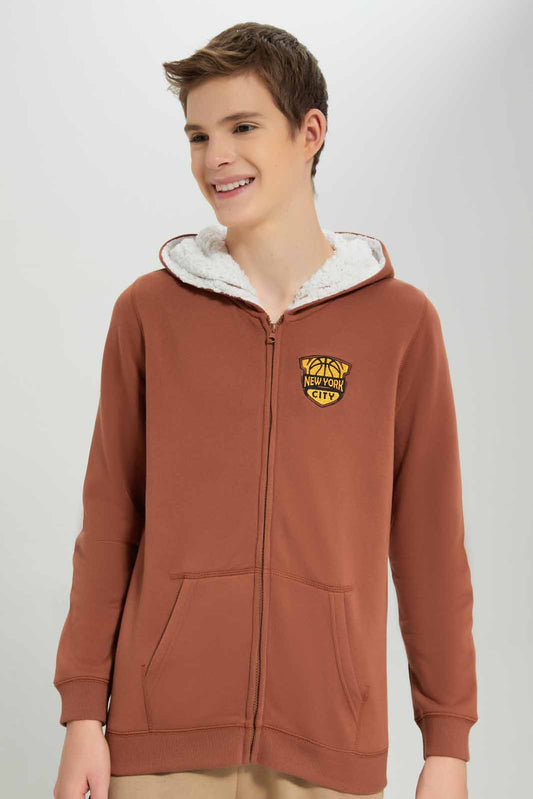 Redtag-Boys-Brown-Ehw-Hoody-Sweatshirt-BSR-Sweatshirts,-Category:Sweatshirts,-Colour:Brown,-Deals:New-In,-Filter:Senior-Boys-(8-to-14-Yrs),-New-In-BSR-APL,-Non-Sale,-Section:Boys-(0-to-14Yrs),-W22B-Senior-Boys-9 to 14 Years
