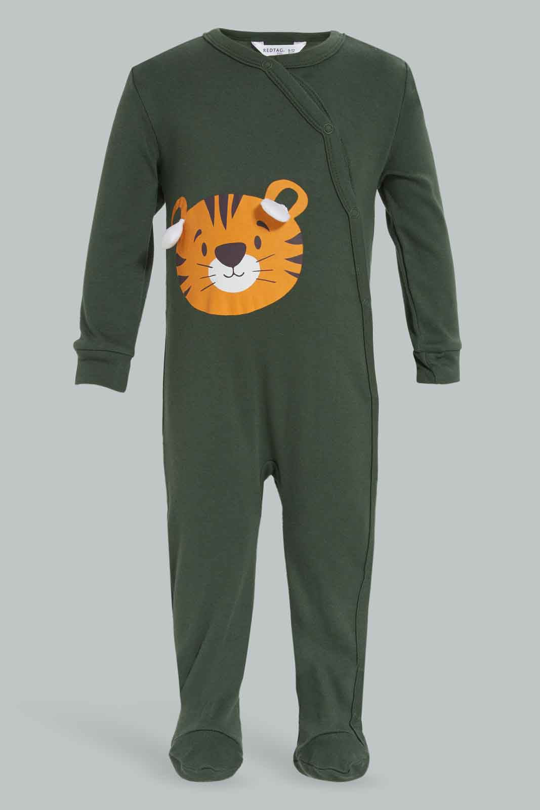 Redtag-Green-2Pc-3D-Applique-Dino-Sleepsuit-Category:Sleepsuits,-Colour:White,-Deals:New-In,-Filter:Baby-(0-to-12-Mths),-NBF-Sleepsuits,-New-In-NBF-APL,-Non-Sale,-Section:Boys-(0-to-14Yrs),-W22B-Baby-0 to 12 Months