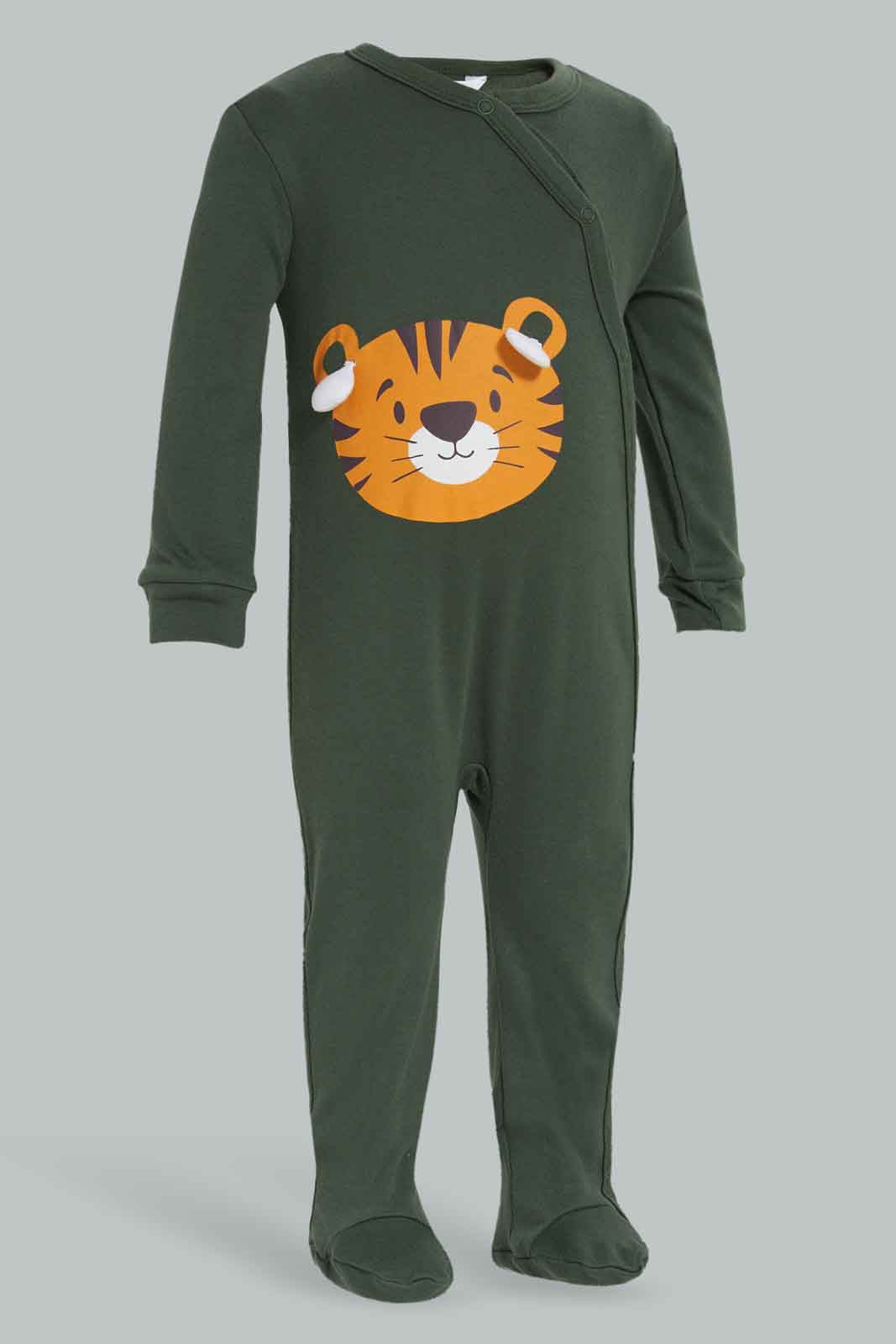 Redtag-Green-2Pc-3D-Applique-Dino-Sleepsuit-Category:Sleepsuits,-Colour:White,-Deals:New-In,-Filter:Baby-(0-to-12-Mths),-NBF-Sleepsuits,-New-In-NBF-APL,-Non-Sale,-Section:Boys-(0-to-14Yrs),-W22B-Baby-0 to 12 Months