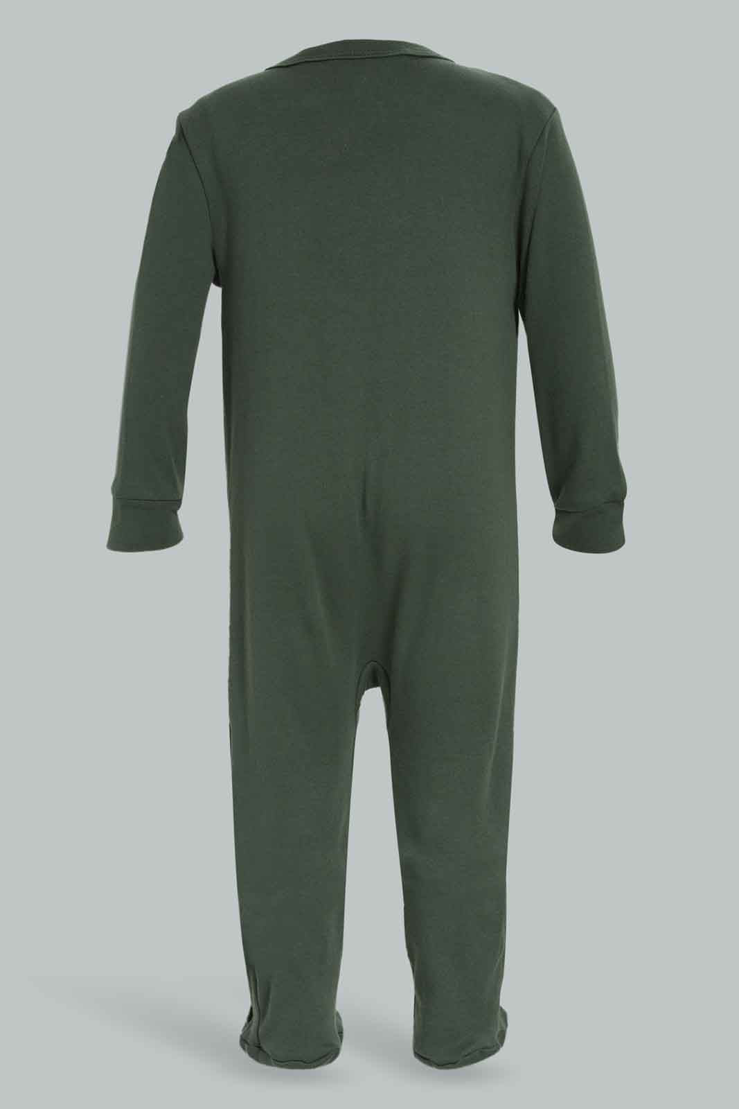 Redtag-Green-2Pc-3D-Applique-Dino-Sleepsuit-Category:Sleepsuits,-Colour:White,-Deals:New-In,-Filter:Baby-(0-to-12-Mths),-NBF-Sleepsuits,-New-In-NBF-APL,-Non-Sale,-Section:Boys-(0-to-14Yrs),-W22B-Baby-0 to 12 Months