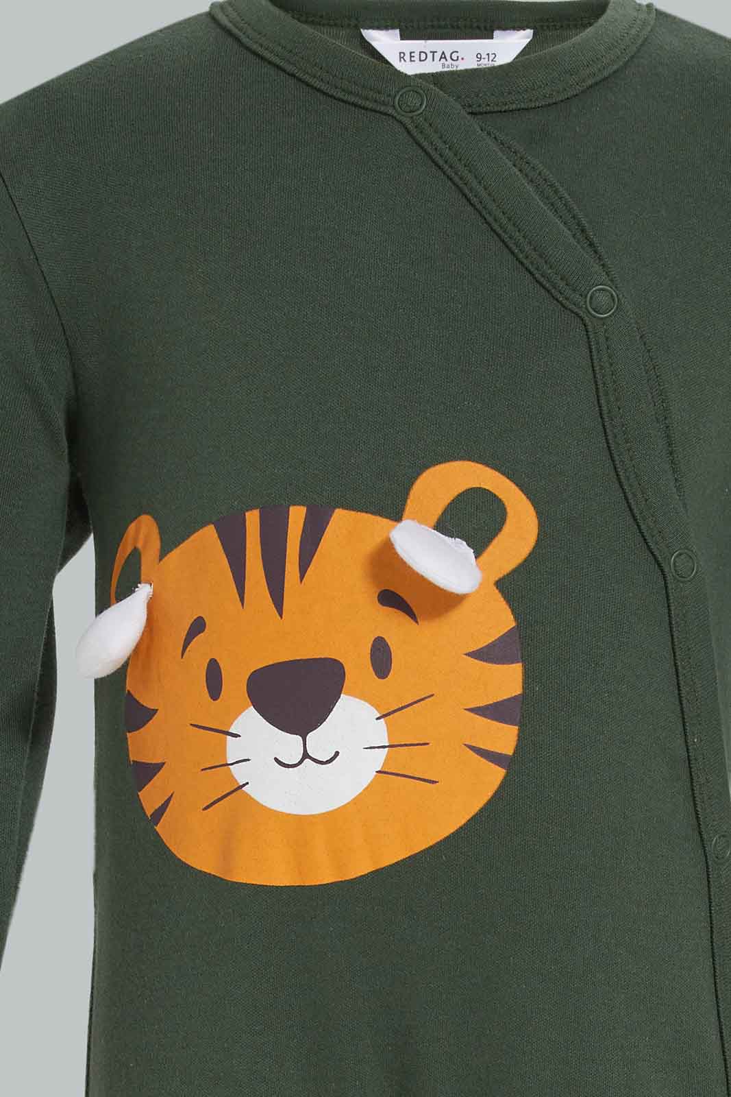 Redtag-Green-2Pc-3D-Applique-Dino-Sleepsuit-Category:Sleepsuits,-Colour:White,-Deals:New-In,-Filter:Baby-(0-to-12-Mths),-NBF-Sleepsuits,-New-In-NBF-APL,-Non-Sale,-Section:Boys-(0-to-14Yrs),-W22B-Baby-0 to 12 Months