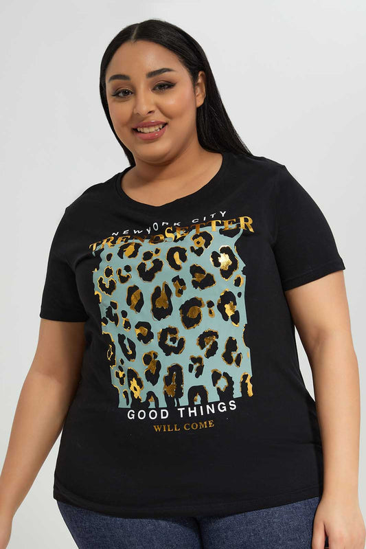 Redtag-Women-Black-Crew-Neck-Graphic-T-Shirt-Category:T-Shirts,-Colour:Black,-Deals:New-In,-Filter:Plus-Size,-LDP-T-Shirts,-New-In-LDP-APL,-Non-Sale,-Section:Women,-TBL,-W22B-Women's-