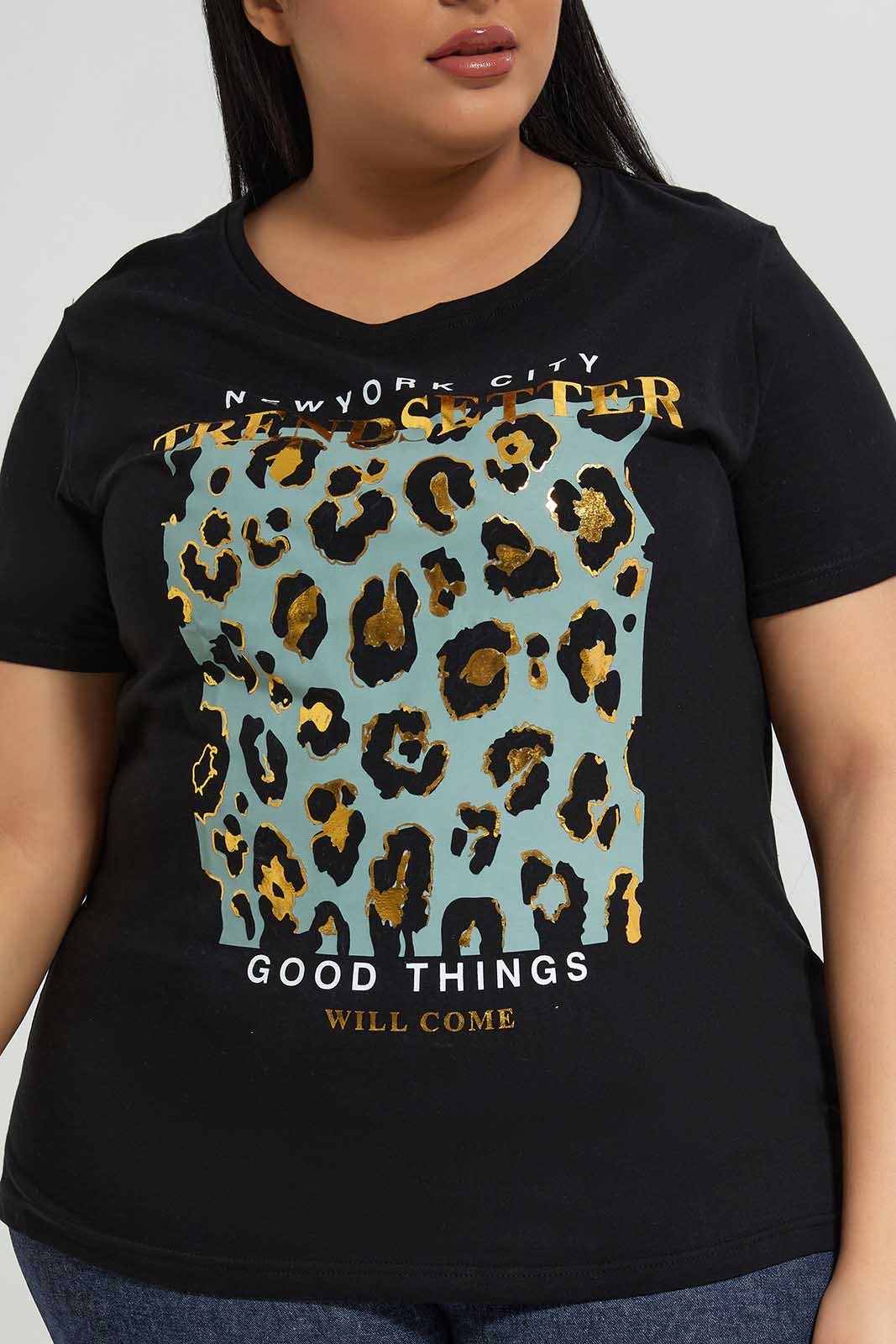 Redtag-Women-Black-Crew-Neck-Graphic-T-Shirt-Category:T-Shirts,-Colour:Black,-Deals:New-In,-Filter:Plus-Size,-LDP-T-Shirts,-New-In-LDP-APL,-Non-Sale,-Section:Women,-TBL,-W22B-Women's-