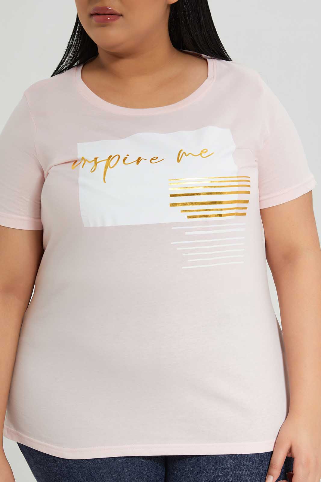 Redtag-Women-Pale-Pink-Crew-Neck-Graphic-T-Shirt-Category:T-Shirts,-Colour:Apricot,-Deals:New-In,-Filter:Plus-Size,-LDP-T-Shirts,-New-In-LDP-APL,-Non-Sale,-Section:Women,-TBL,-W22B-Women's-